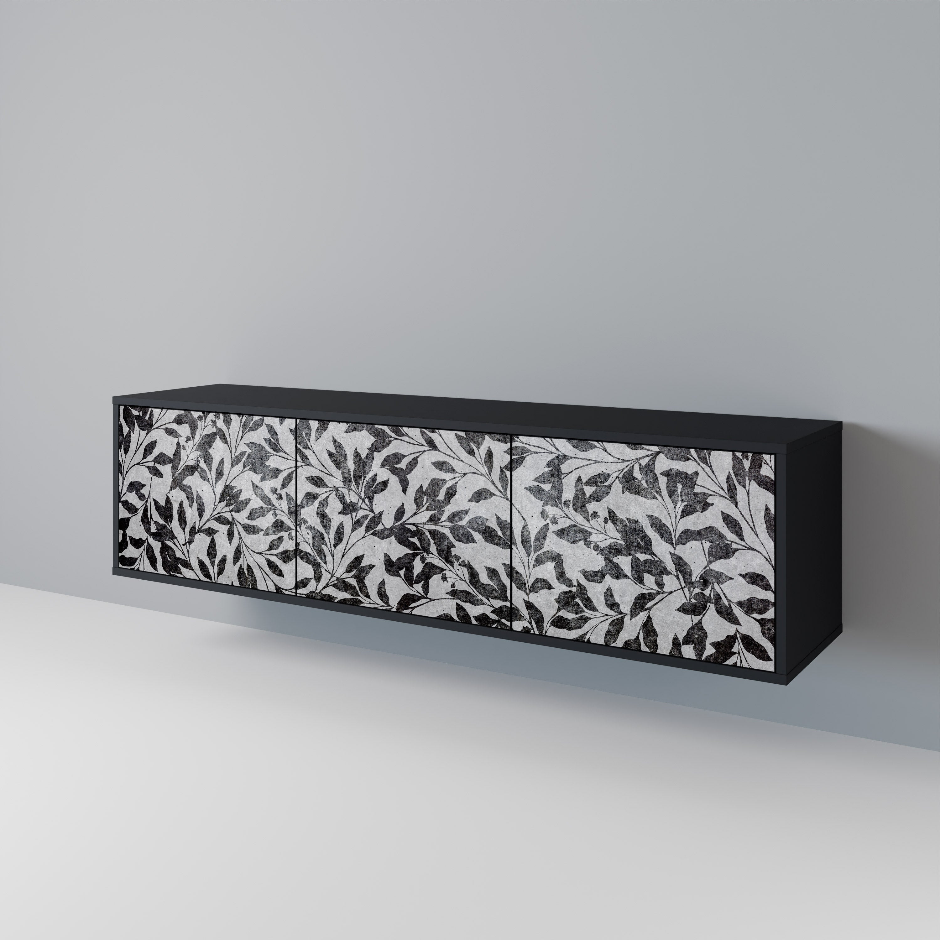 CHARCOAL SPROUT 3-türiger TV-Ständer in Schwarz