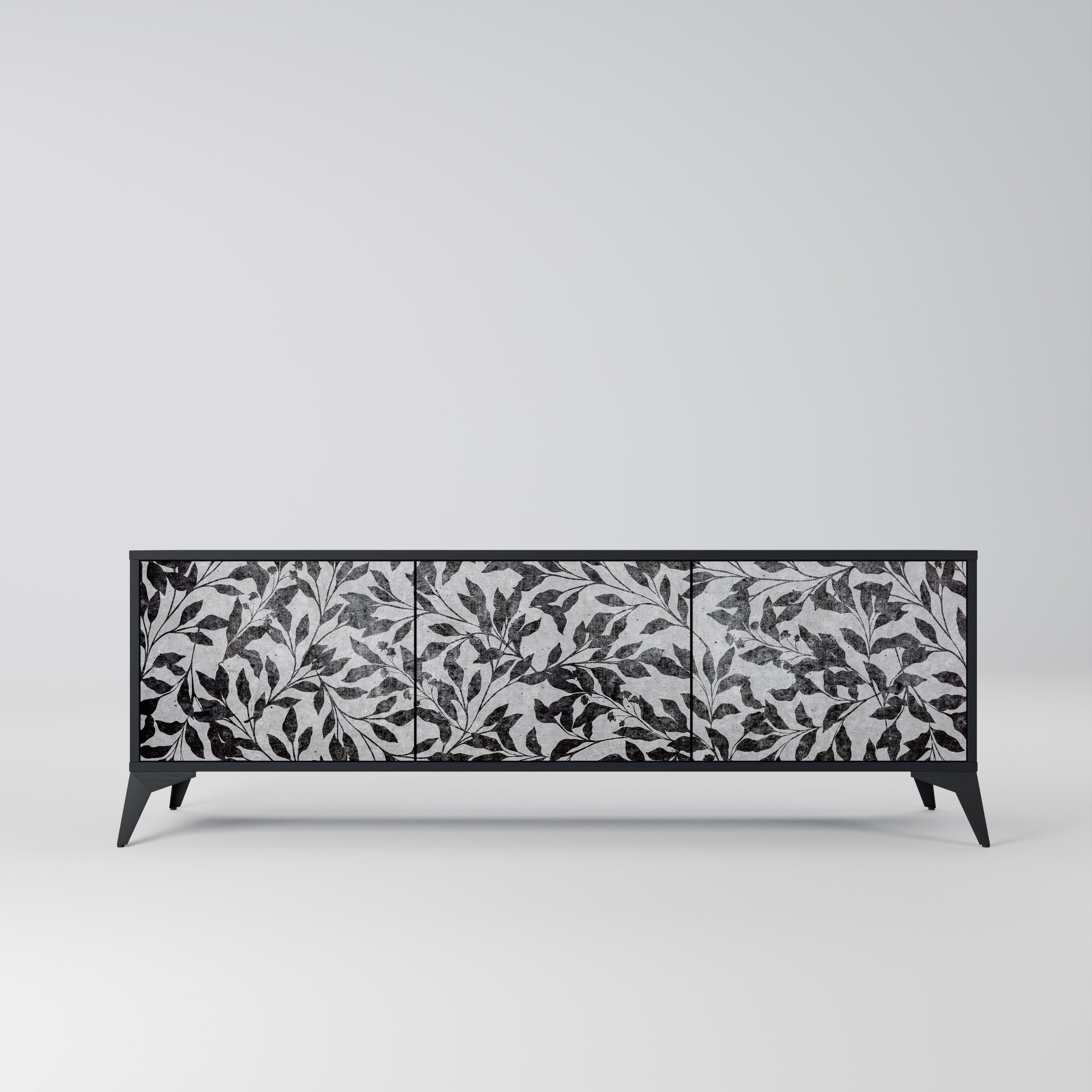 CHARCOAL SPROUT 3-türiger TV-Ständer in Schwarz
