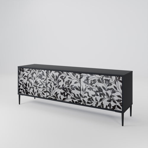 CHARCOAL SPROUT TV-Lowboard mit 3 Türen in Schwarz