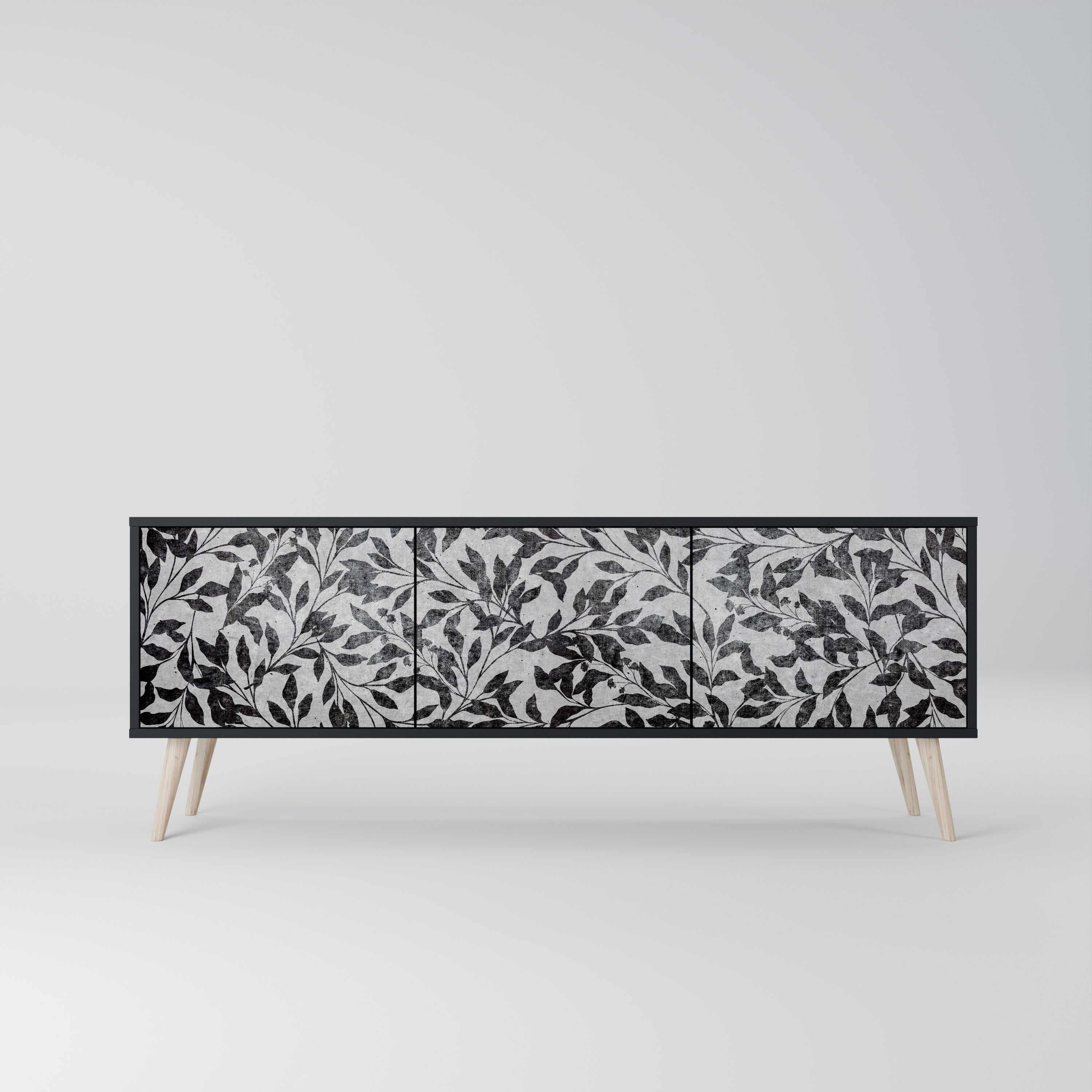 CHARCOAL SPROUT 3-türiger TV-Ständer in Schwarz
