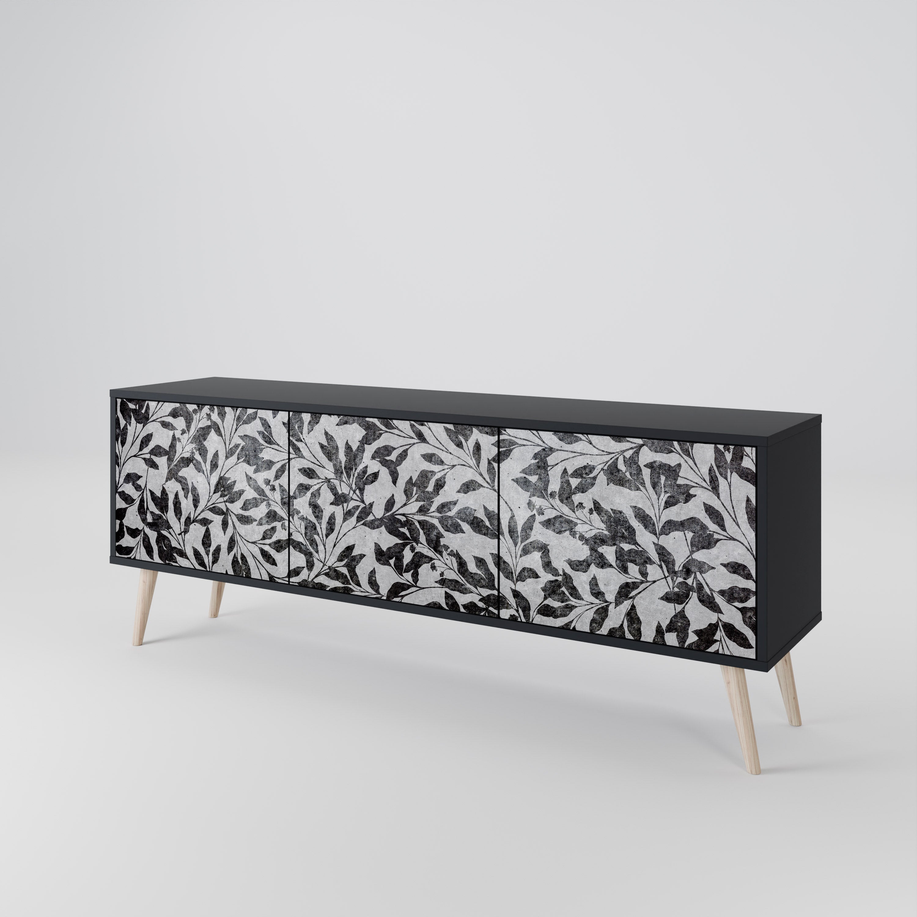 CHARCOAL SPROUT 3-türiger TV-Ständer in Schwarz