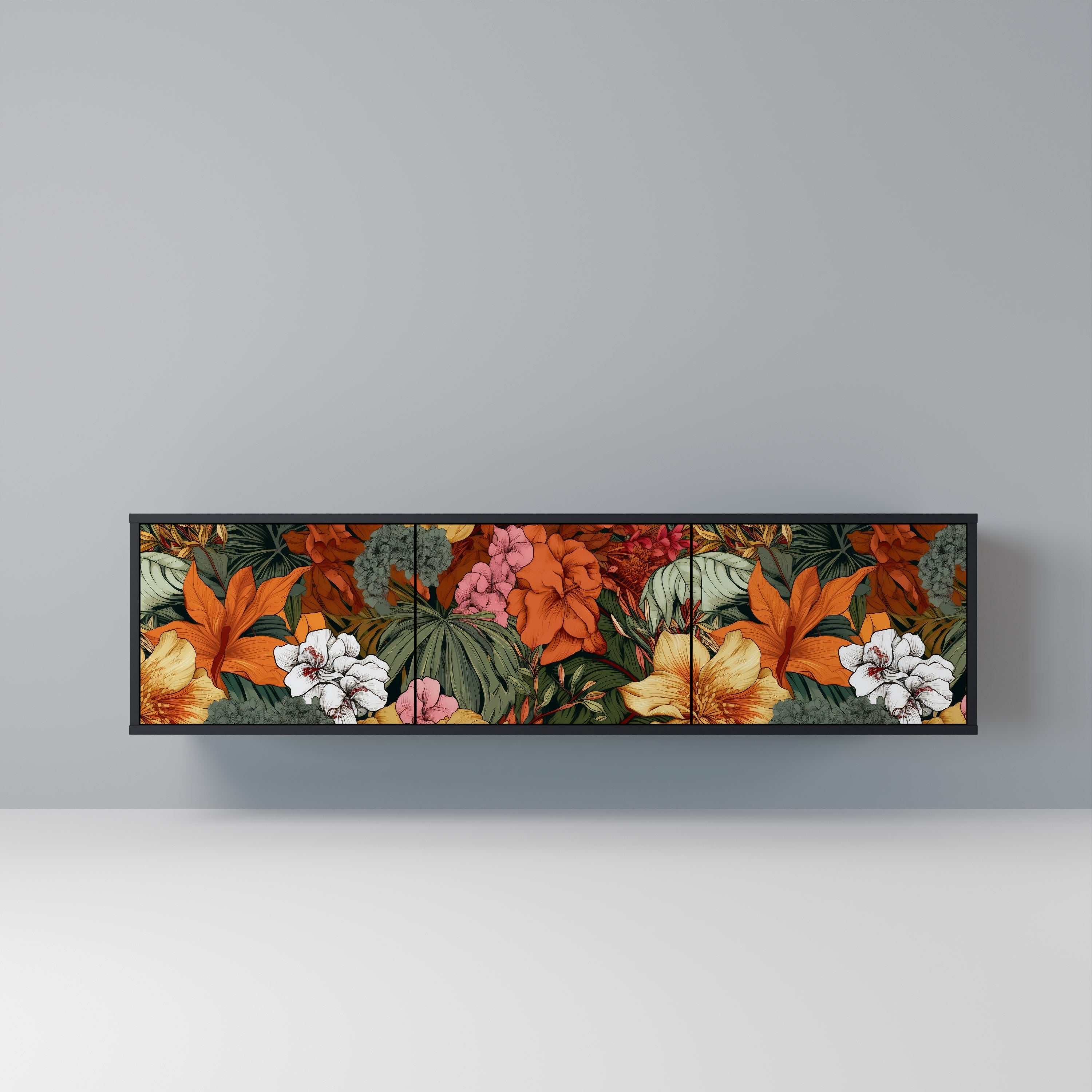 RADIANT FLORA 3-türiger TV-Ständer in Schwarz