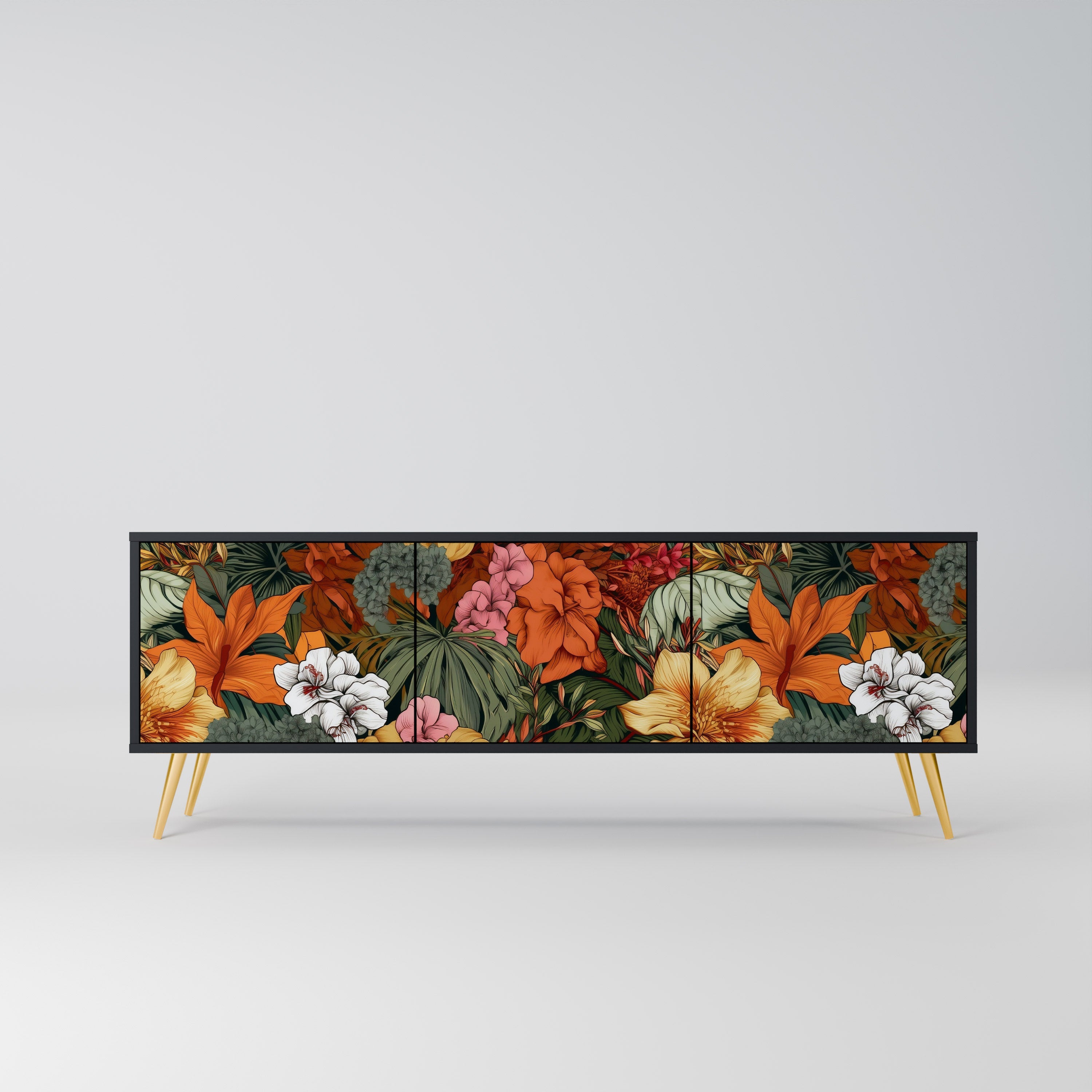 RADIANT FLORA 3-türiger TV-Ständer in Schwarz