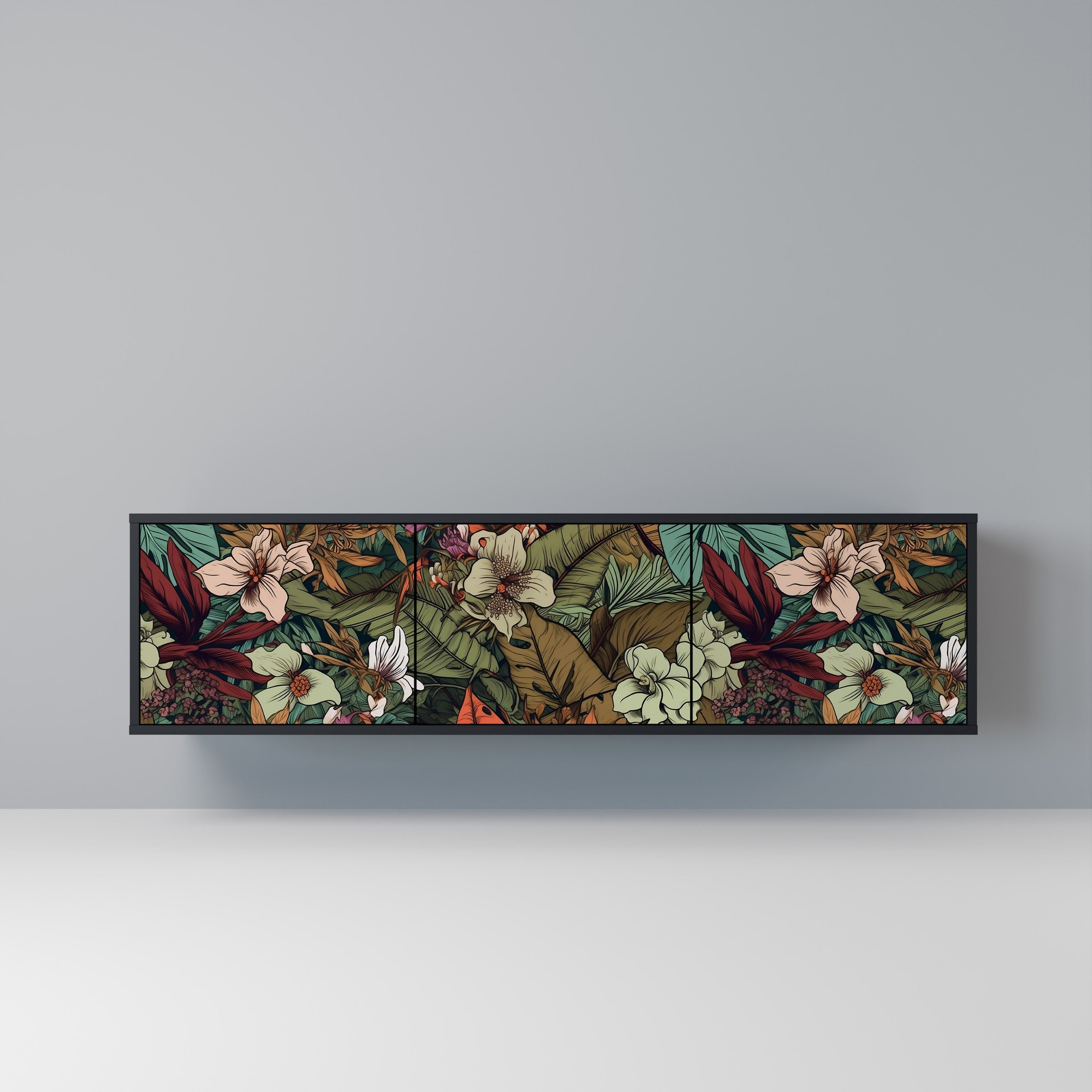 BOTANICAL EMERGENCE 3-türiger TV-Ständer in Schwarz