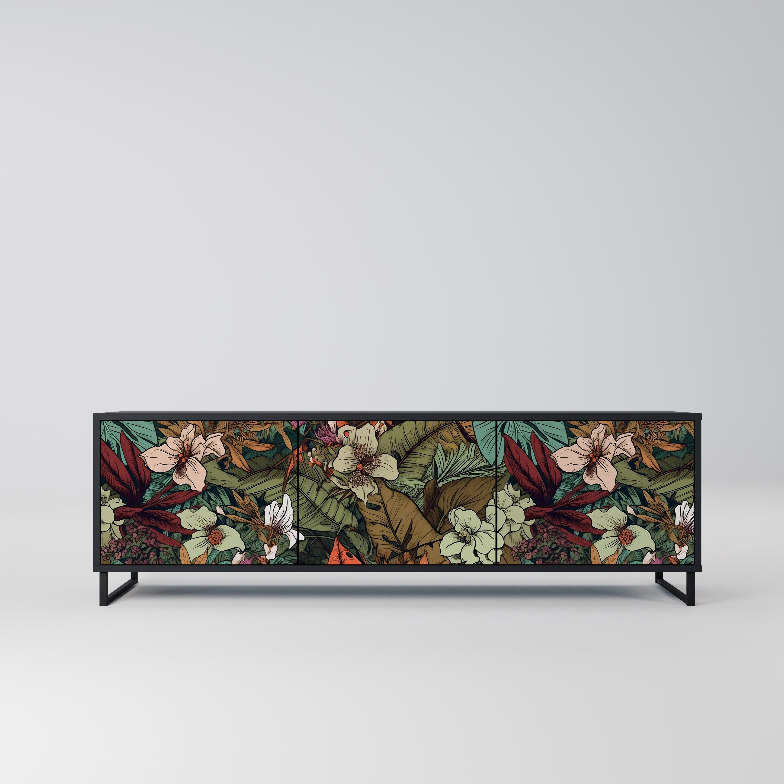 BOTANICAL EMERGENCE 3-türiger TV-Ständer in Schwarz