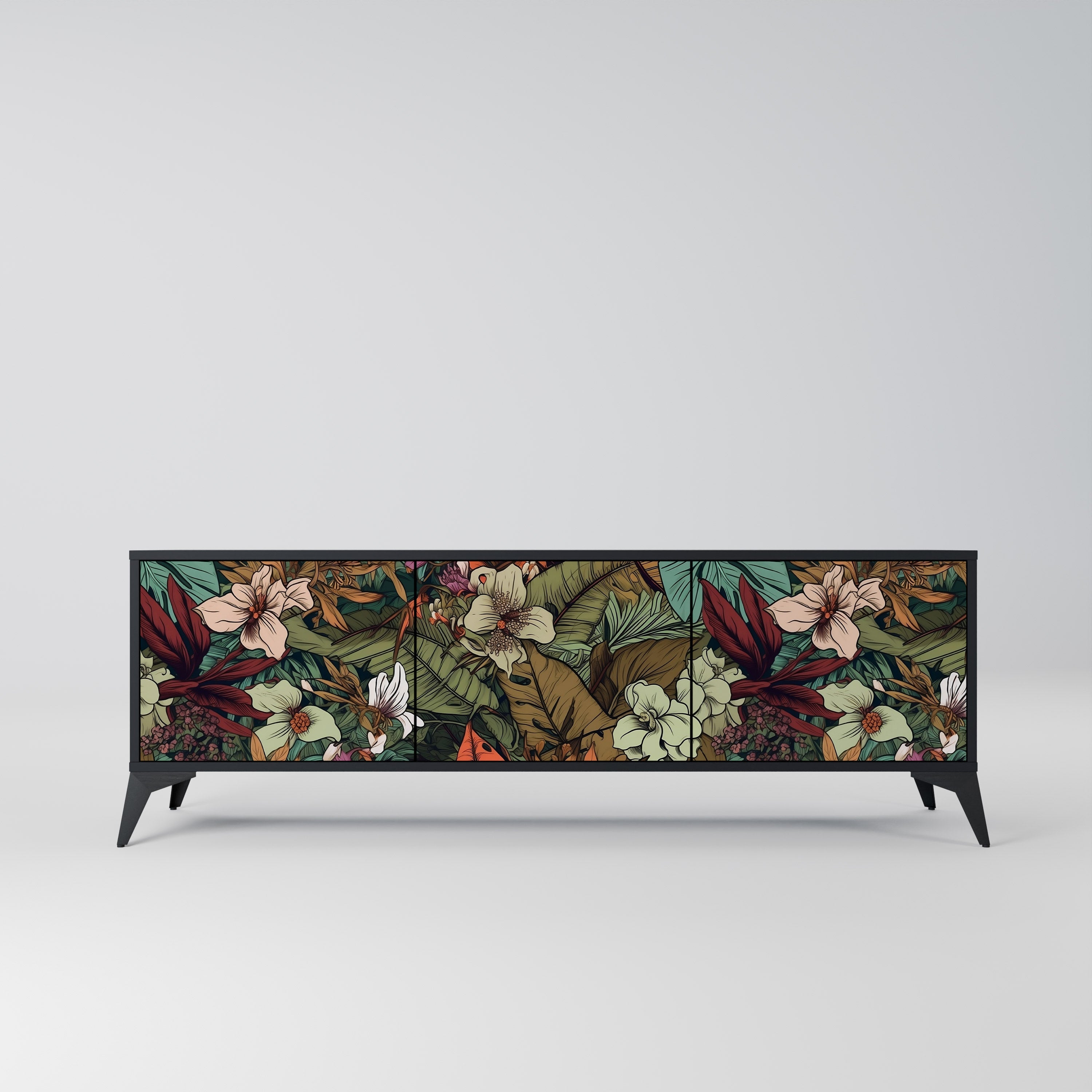 BOTANICAL EMERGENCE 3-türiger TV-Ständer in Schwarz