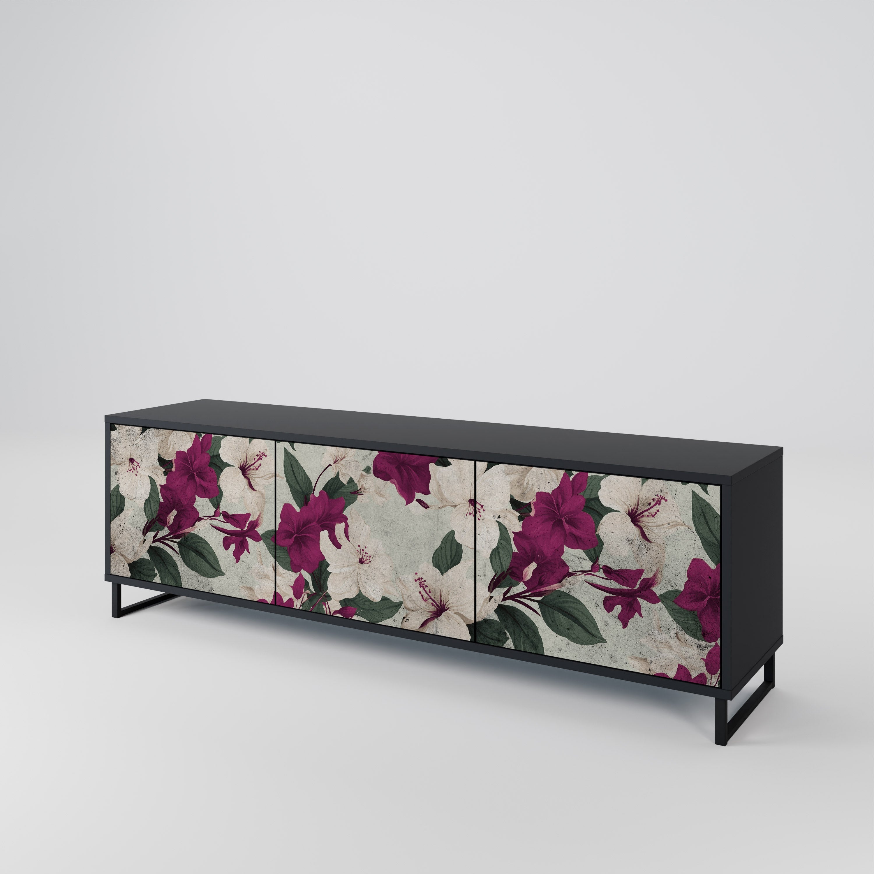 FLOWERET DREAM 3-türiger TV-Ständer in Schwarz