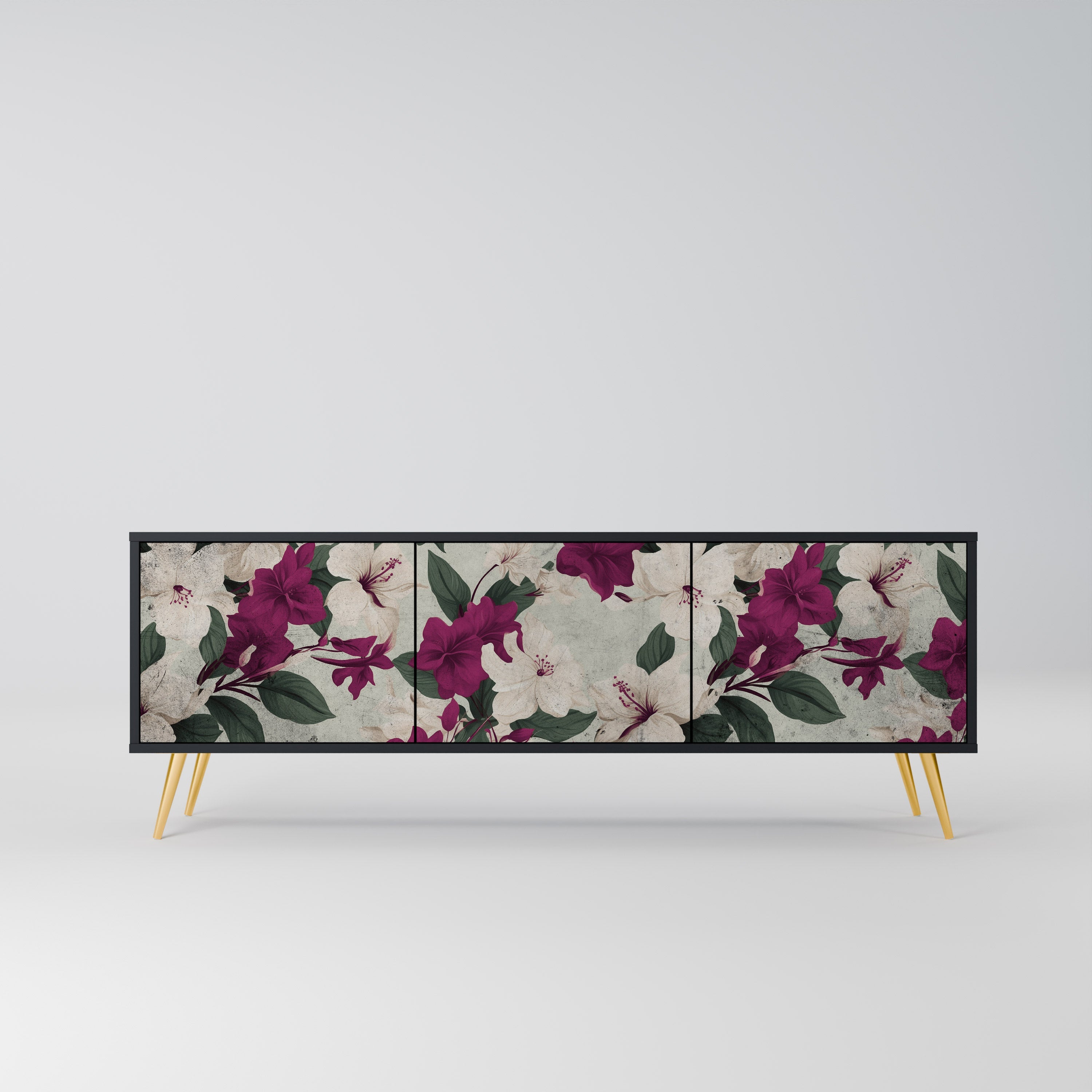 FLOWERET DREAM 3-türiger TV-Ständer in Schwarz