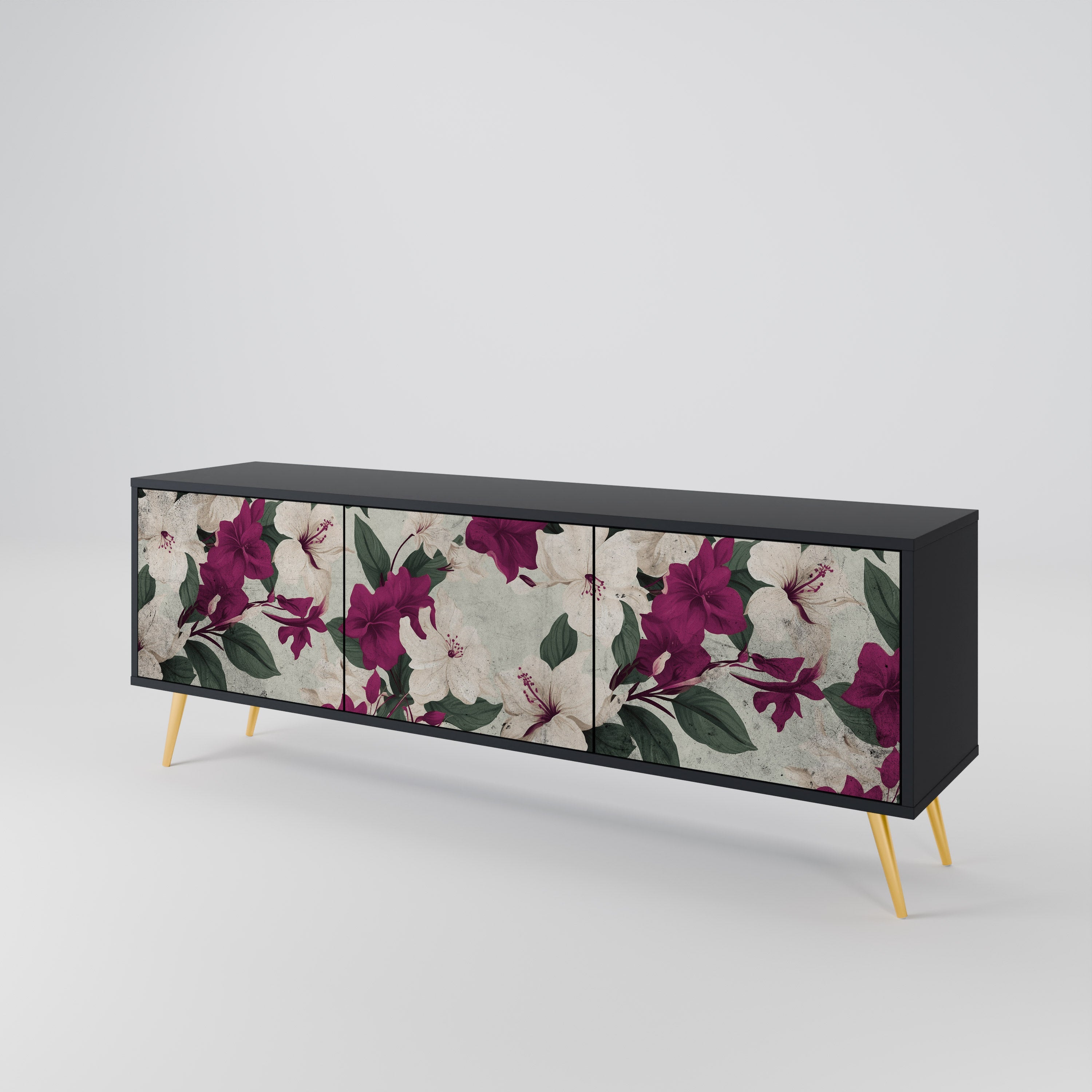 FLOWERET DREAM 3-türiger TV-Ständer in Schwarz
