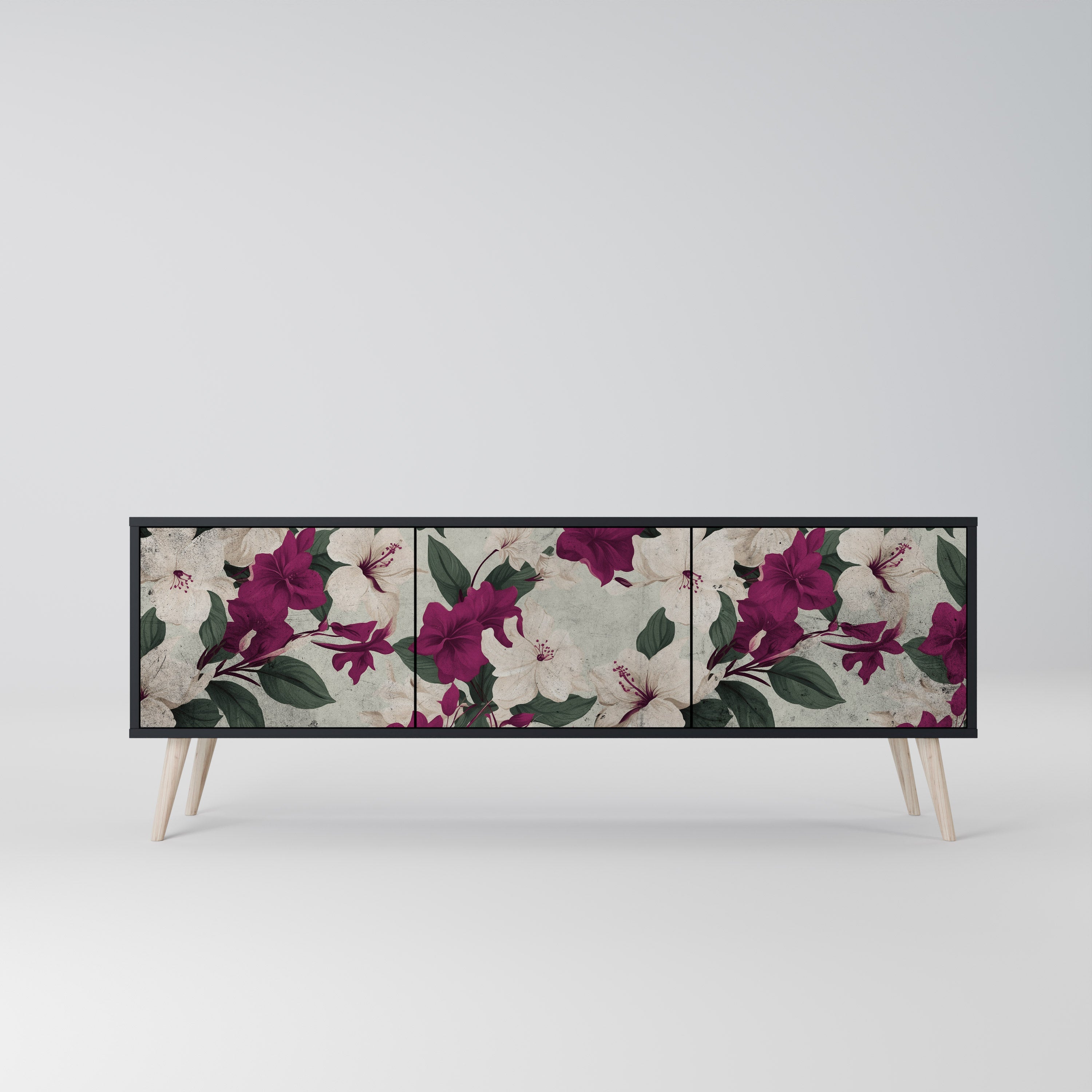 FLOWERET DREAM 3-türiger TV-Ständer in Schwarz
