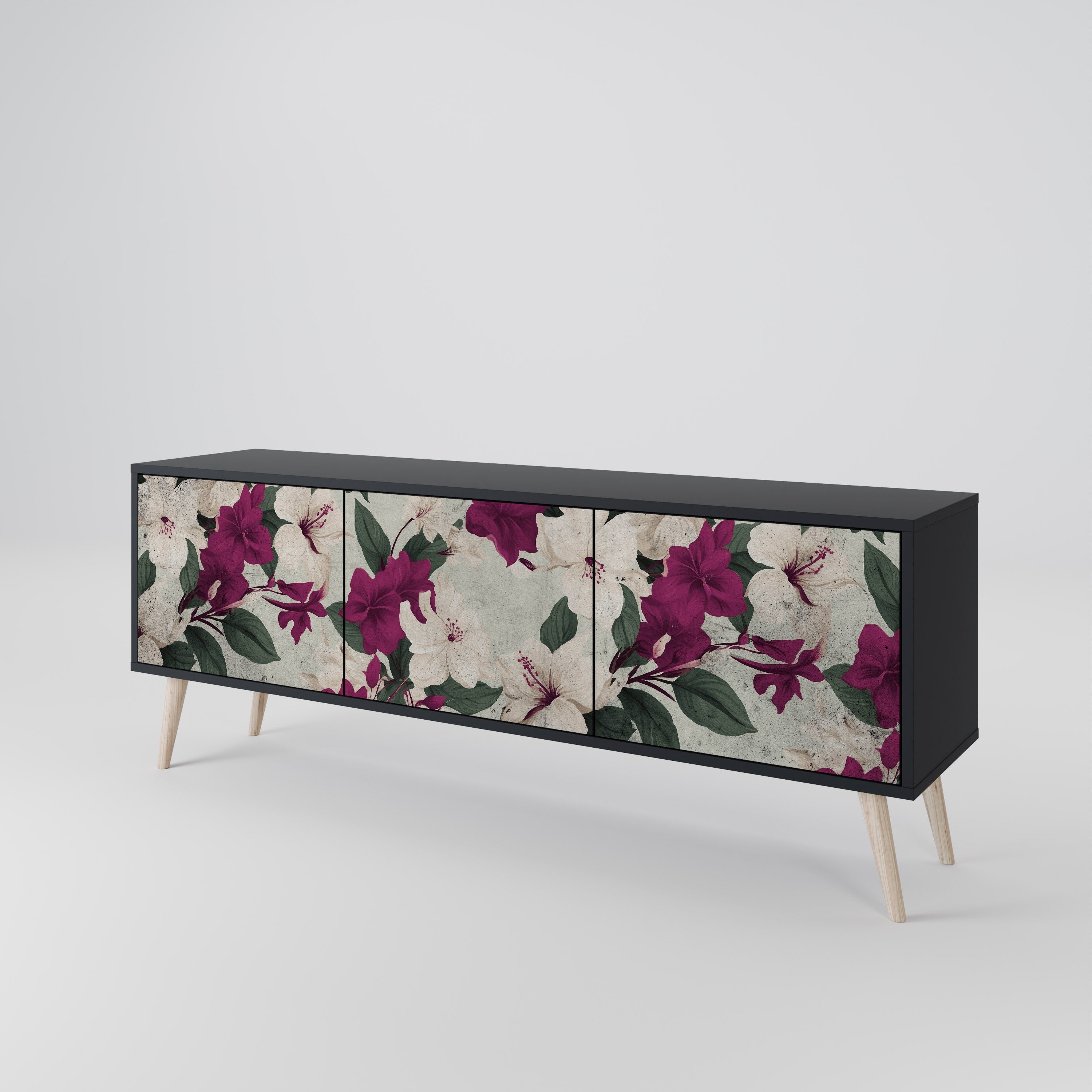 FLOWERET DREAM 3-türiger TV-Ständer in Schwarz