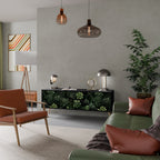 SUCCULENT JUNGLE TV-Lowboard mit 3 Türen in Schwarz