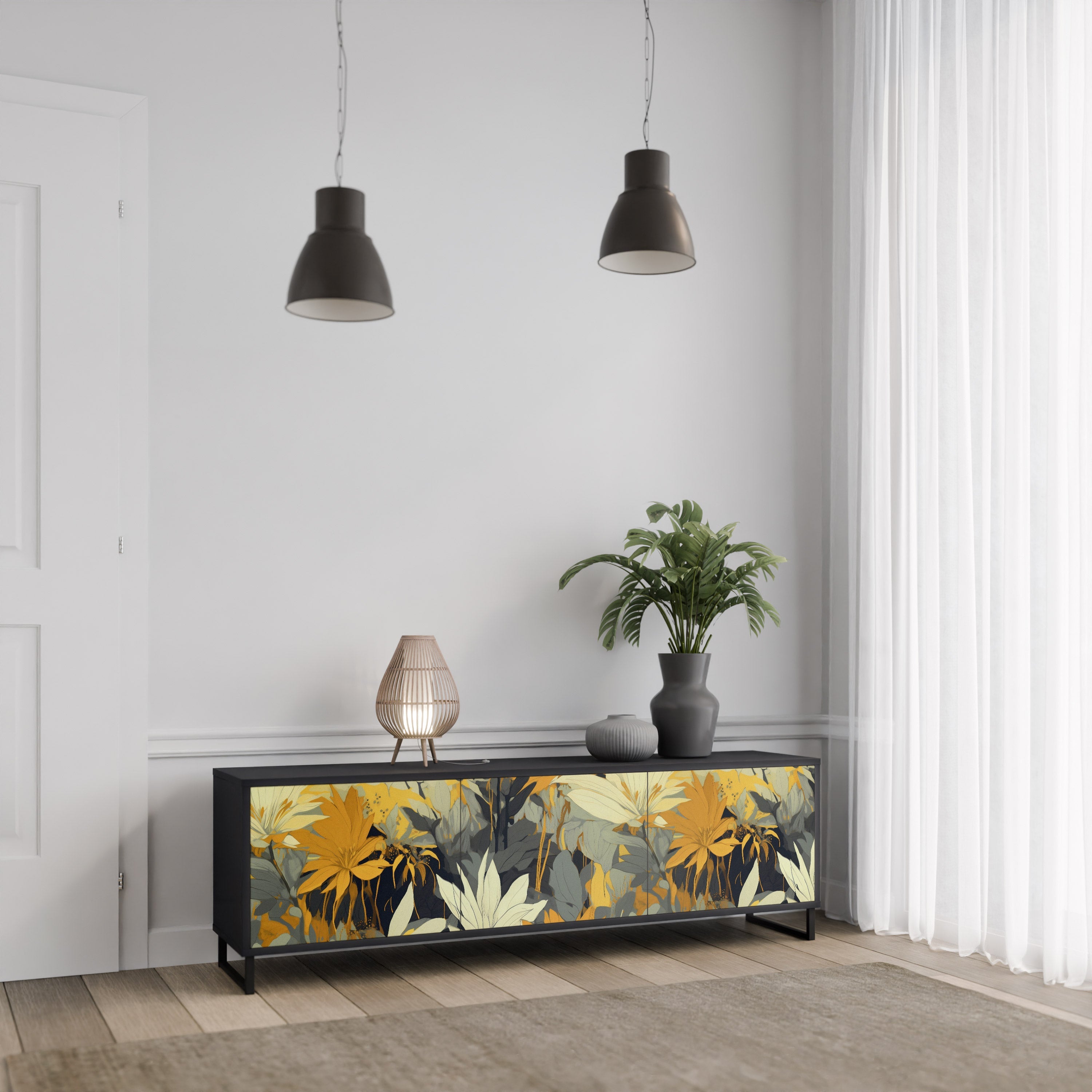 SUNKISSED LILY 3-türiger TV-Ständer in Schwarz