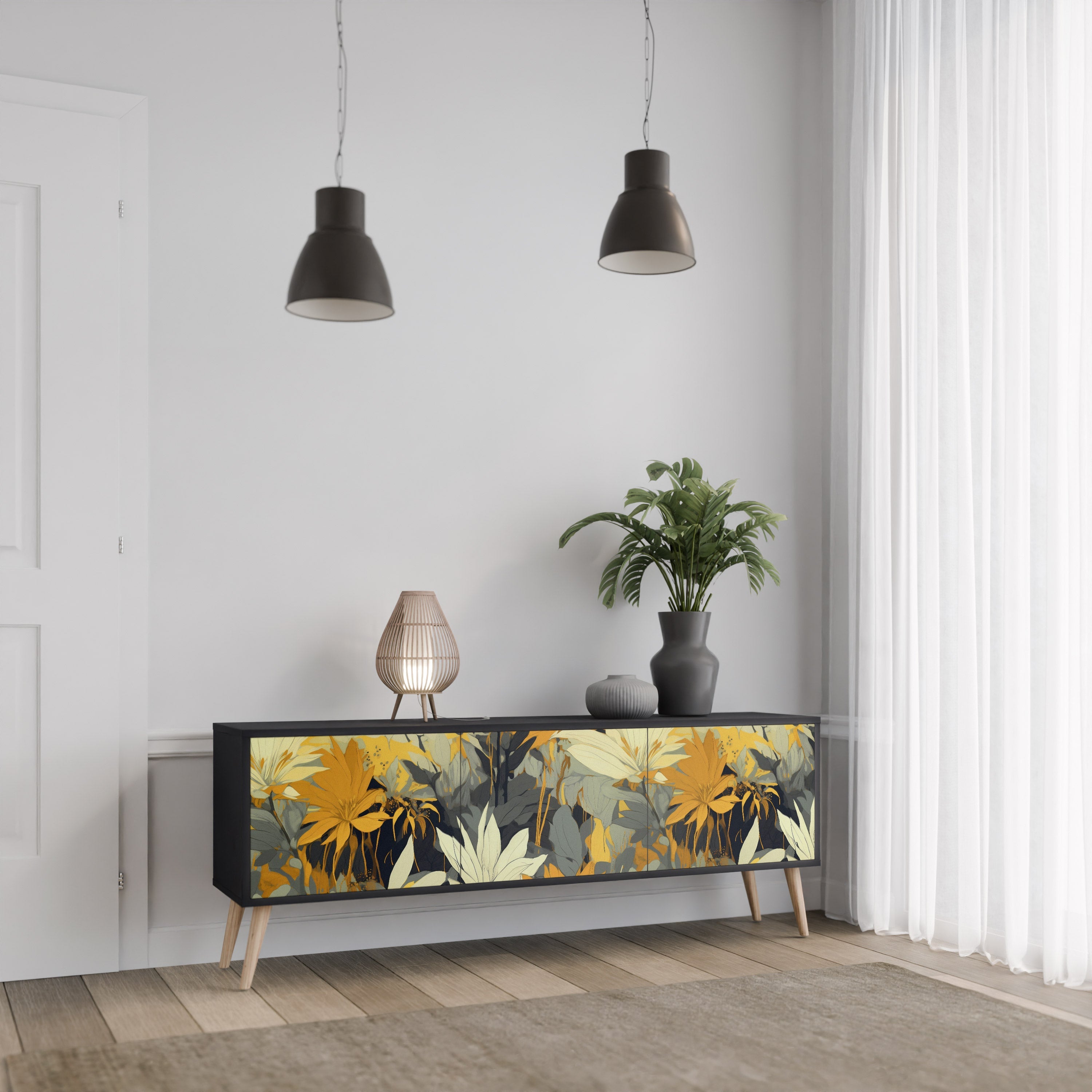 SUNKISSED LILY 3-türiger TV-Ständer in Schwarz