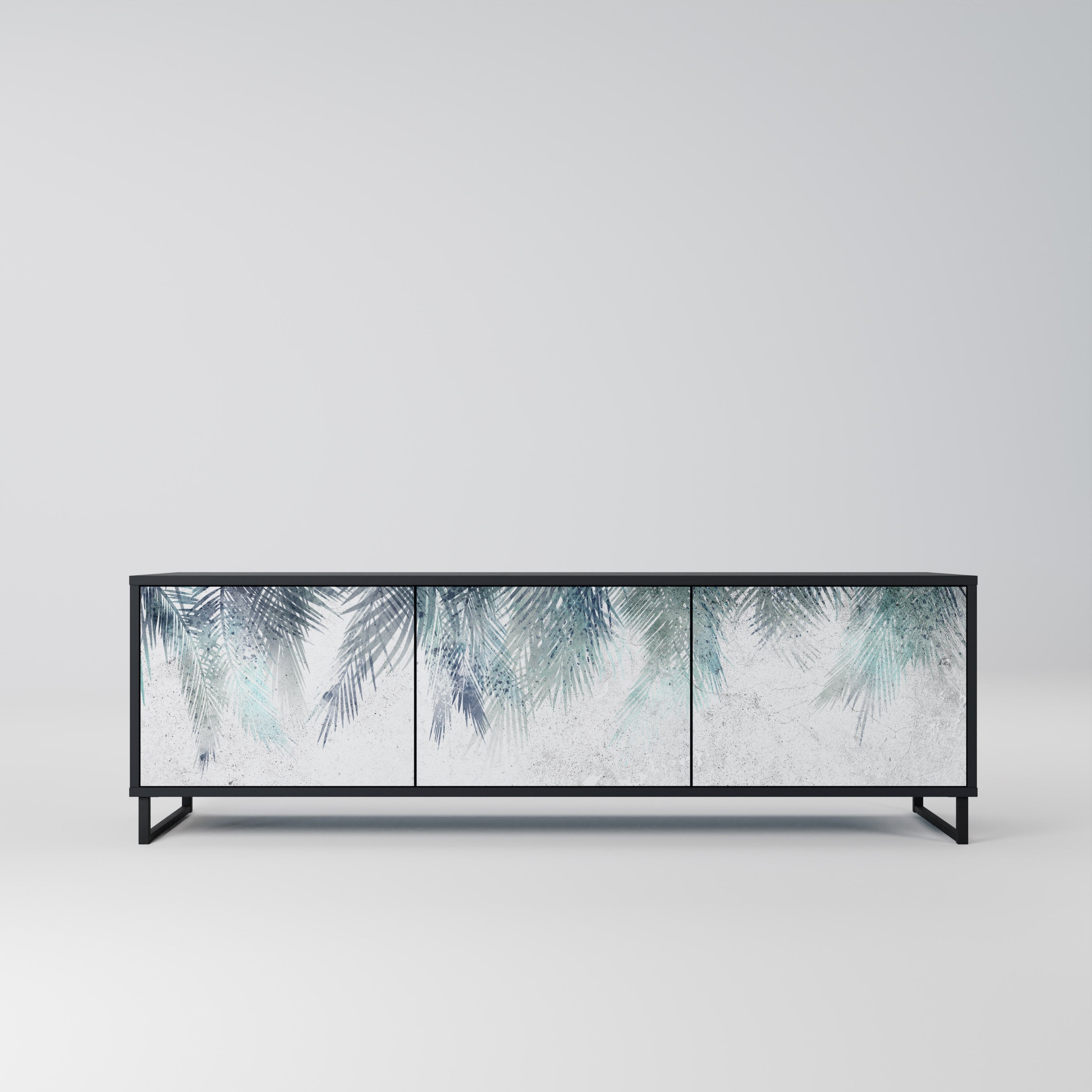 PALM VEIL 3-türiger TV-Ständer in Schwarz