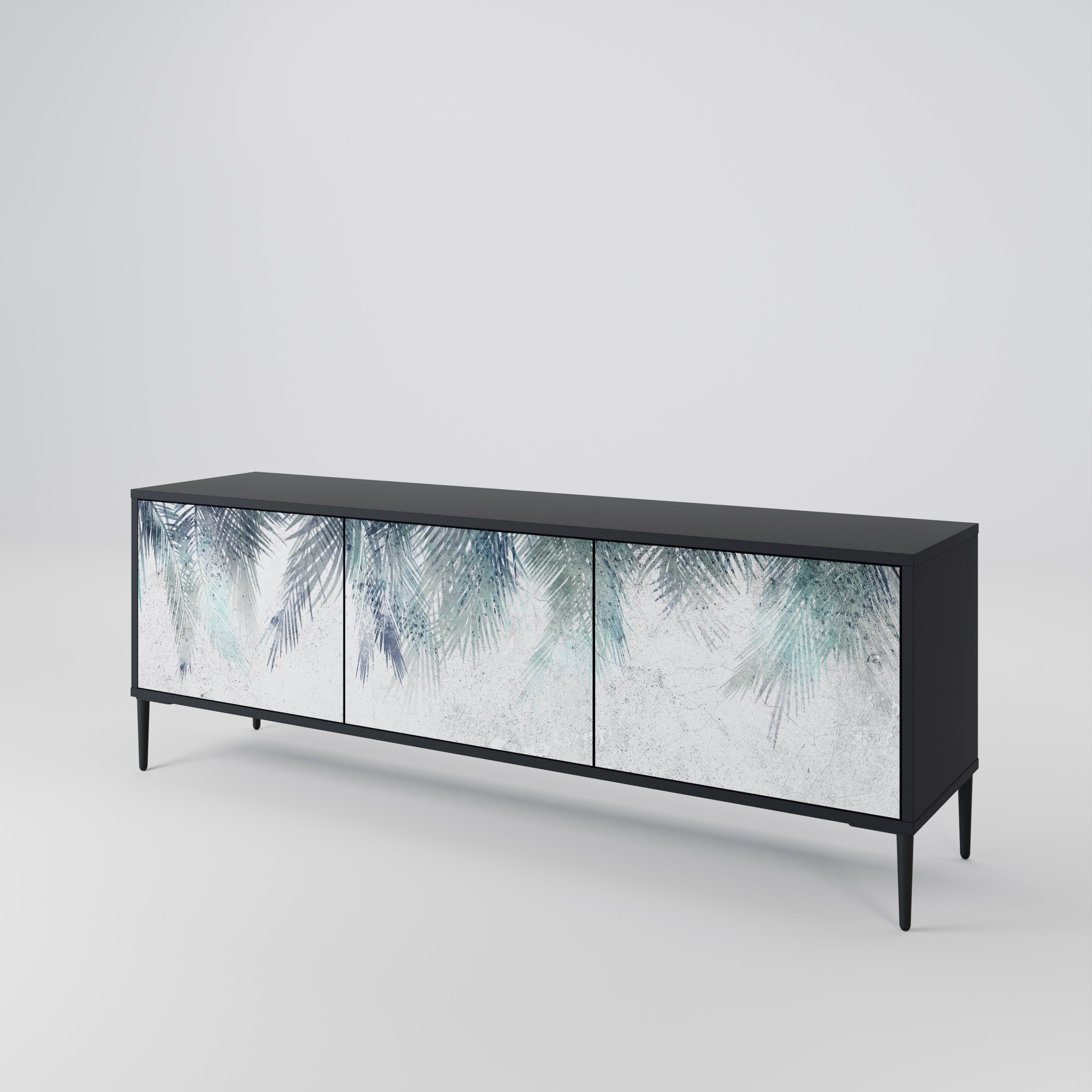 PALM VEIL 3-türiger TV-Ständer in Schwarz