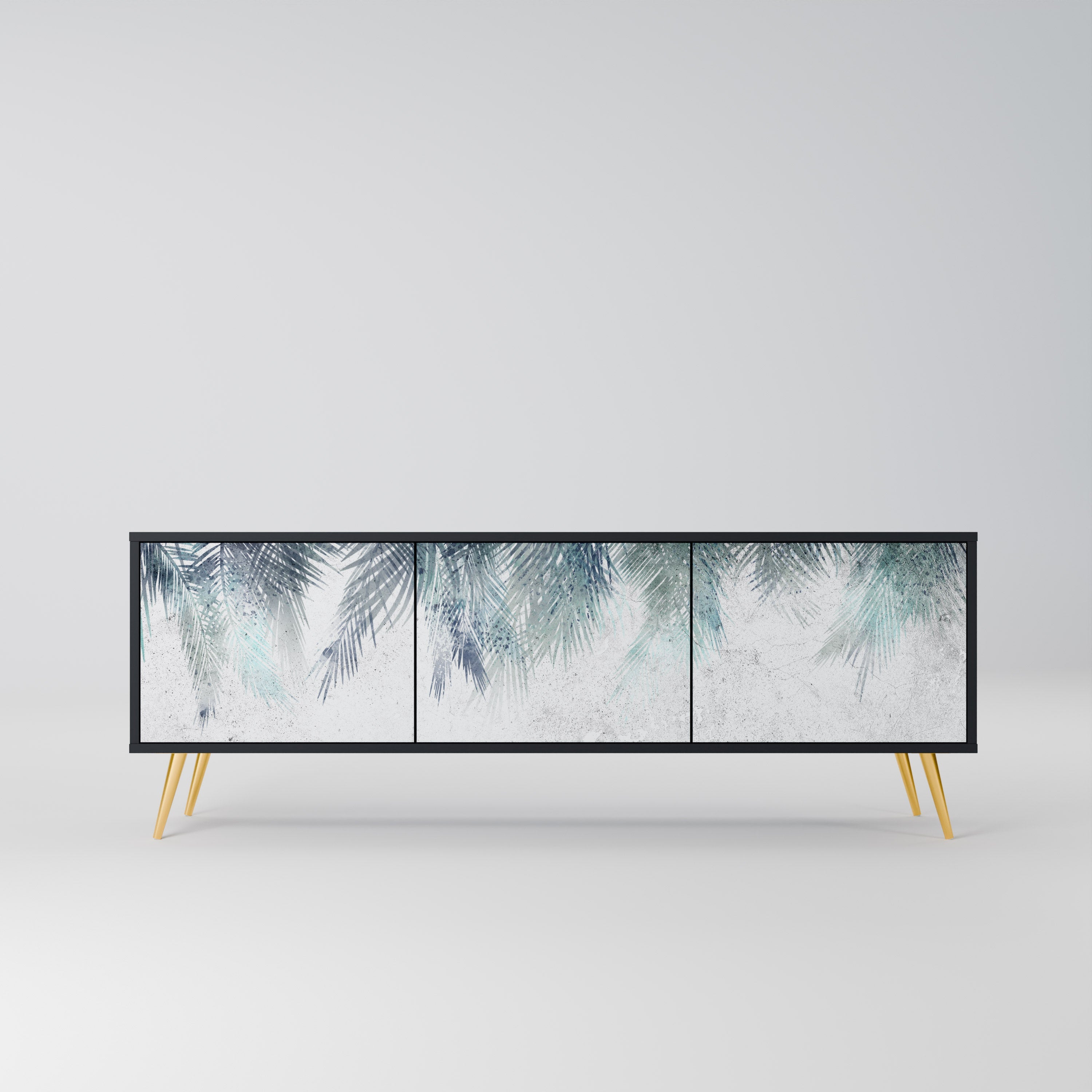 PALM VEIL 3-türiger TV-Ständer in Schwarz