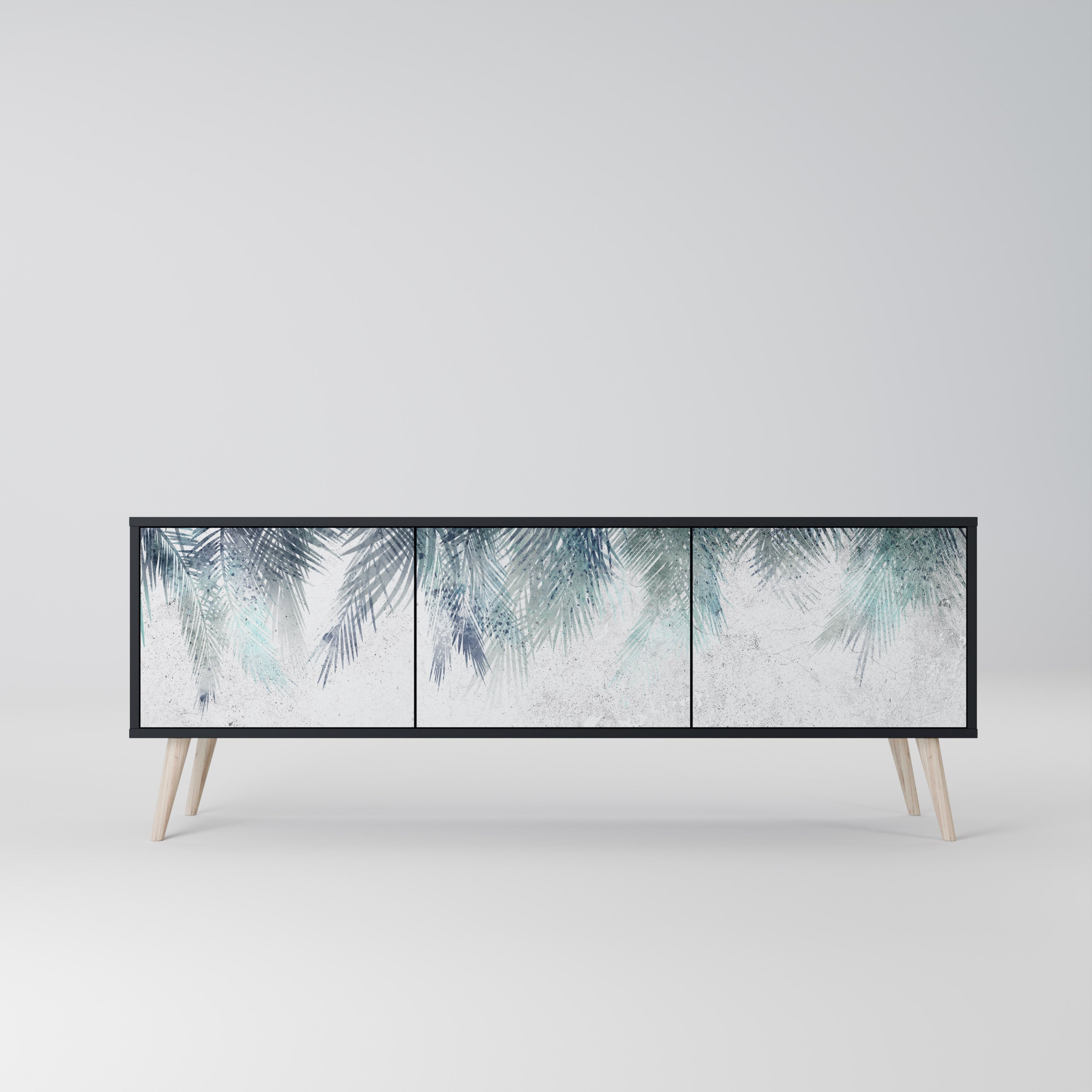 PALM VEIL 3-türiger TV-Ständer in Schwarz