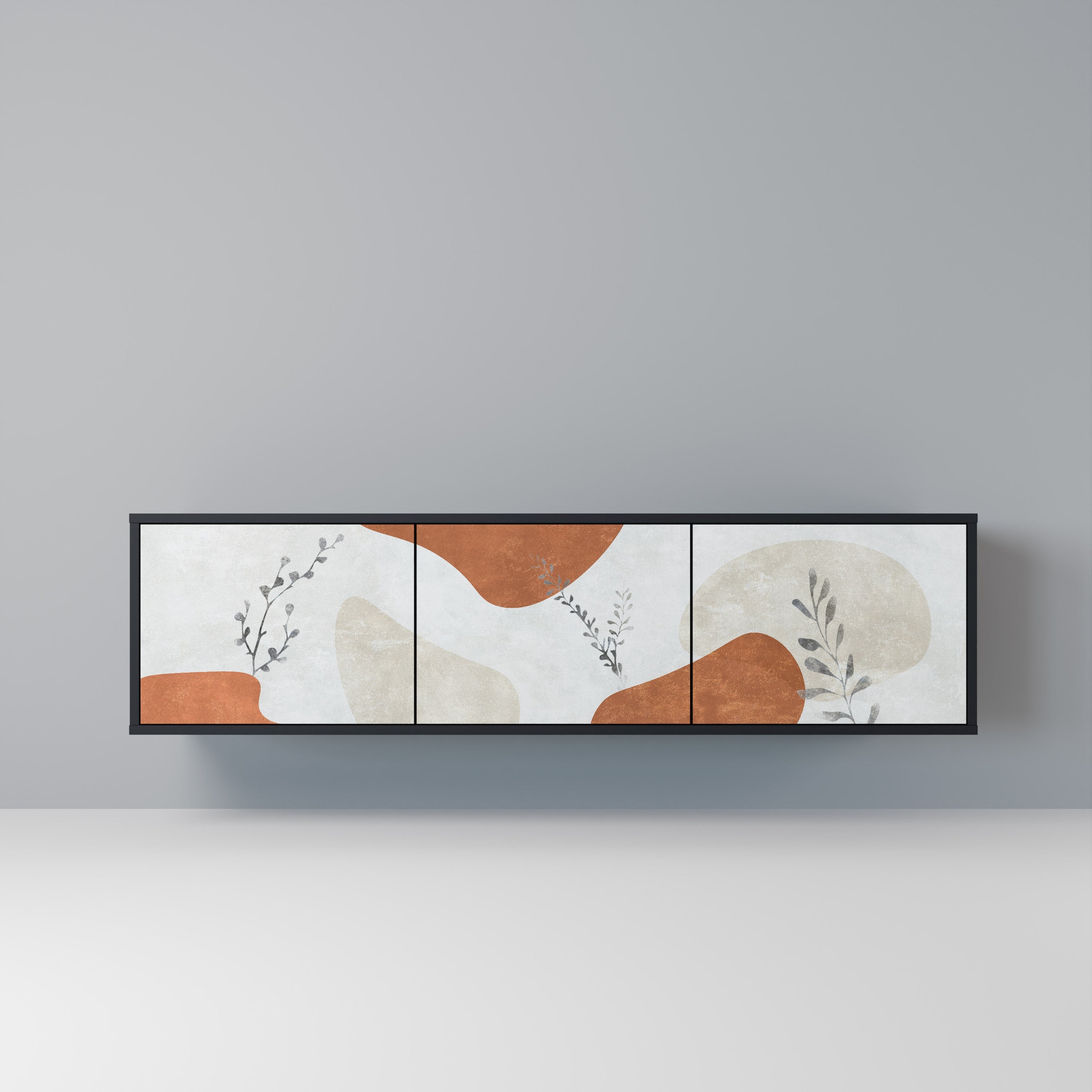 TRANQUIL TWIG 3-türiger TV-Ständer in Schwarz