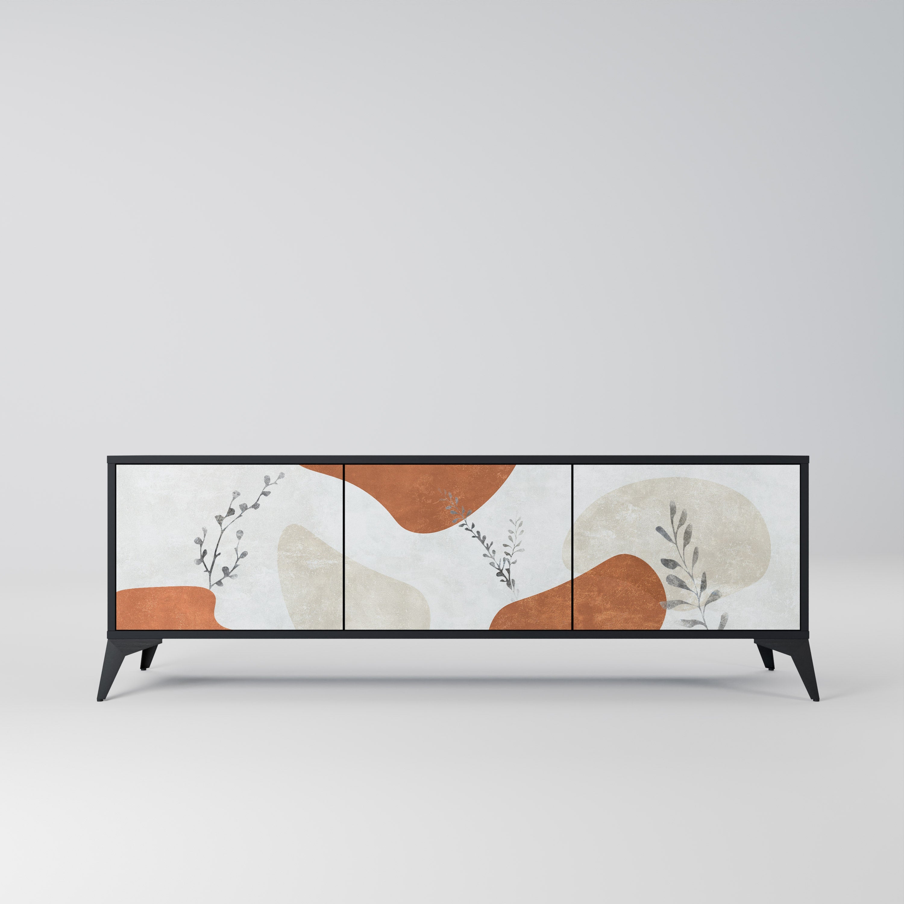 TRANQUIL TWIG 3-türiger TV-Ständer in Schwarz