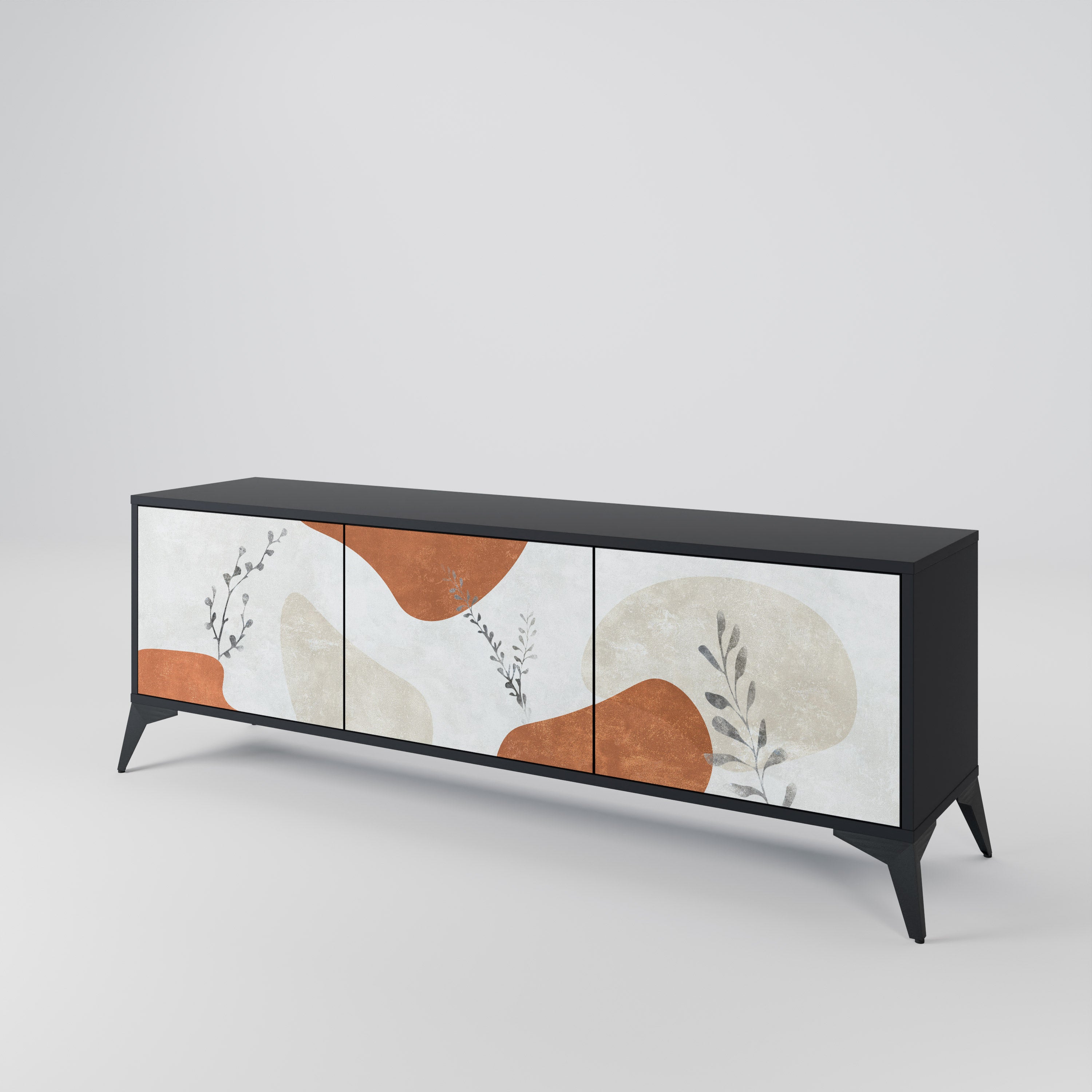TRANQUIL TWIG 3-türiger TV-Ständer in Schwarz