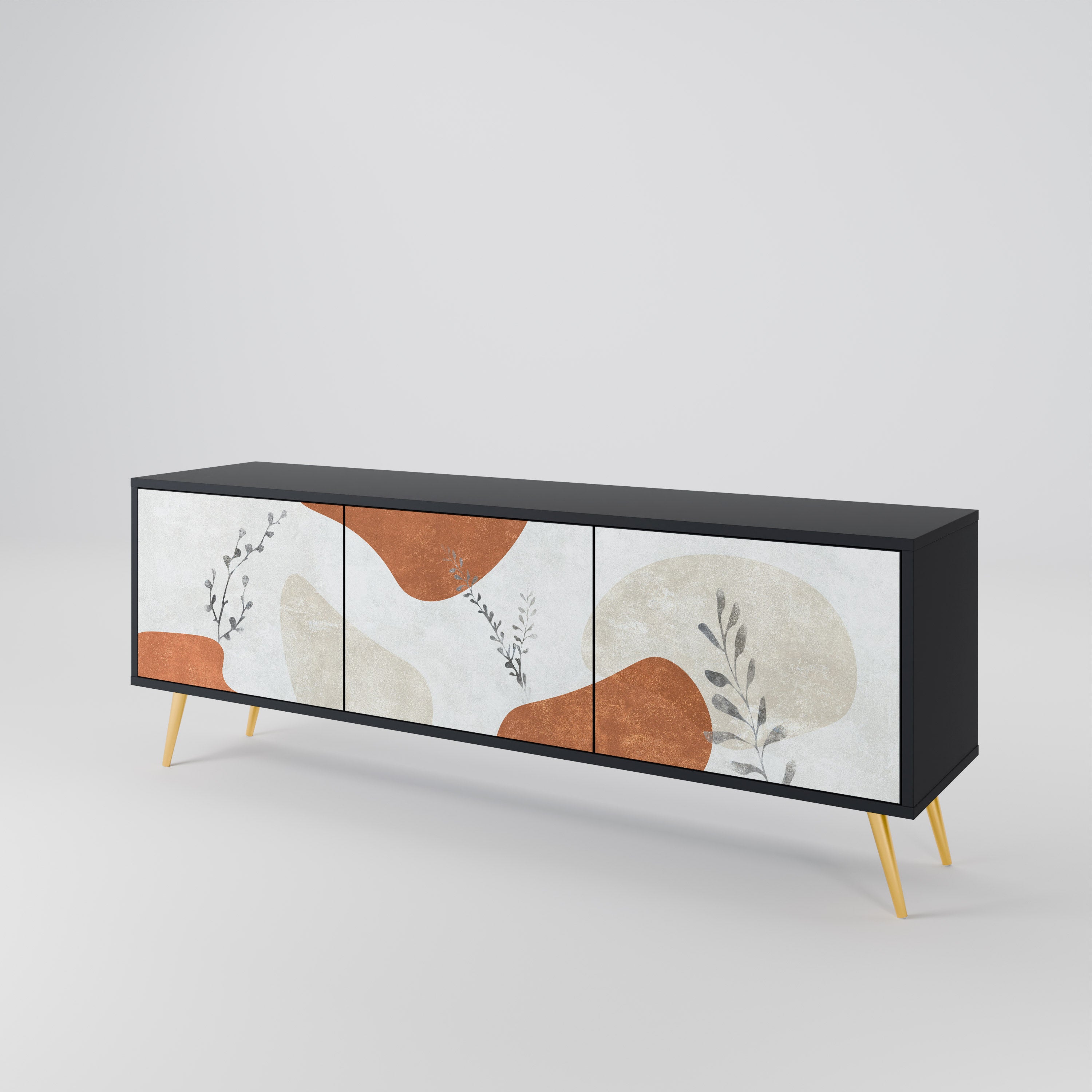 TRANQUIL TWIG 3-türiger TV-Ständer in Schwarz
