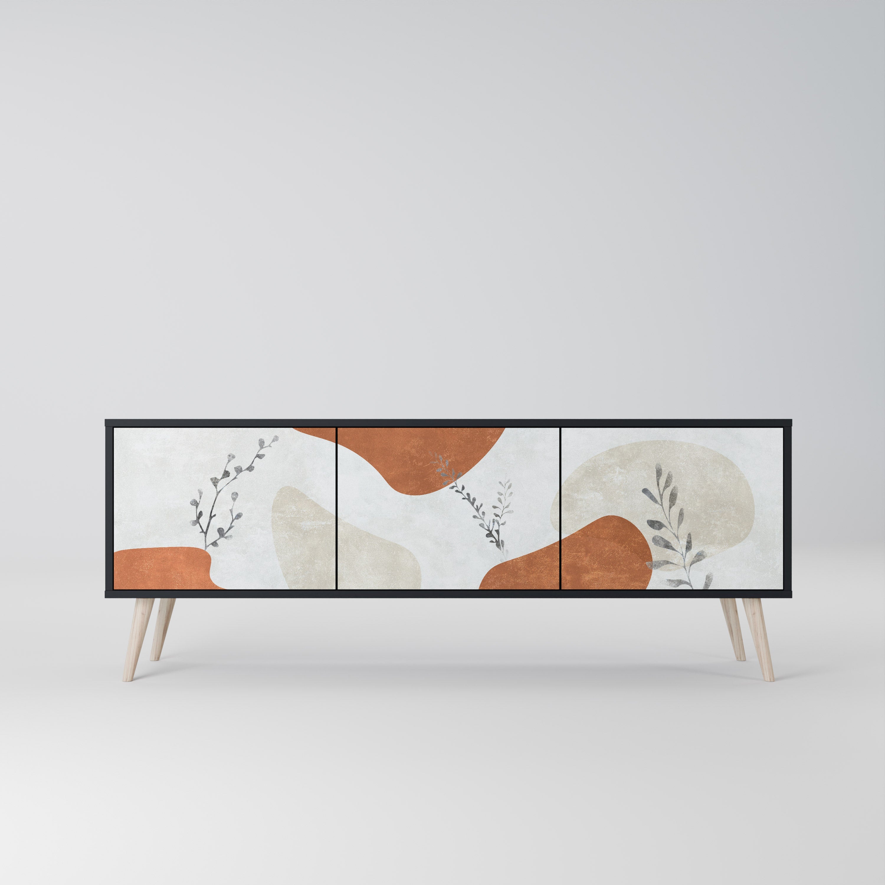 TRANQUIL TWIG 3-türiger TV-Ständer in Schwarz