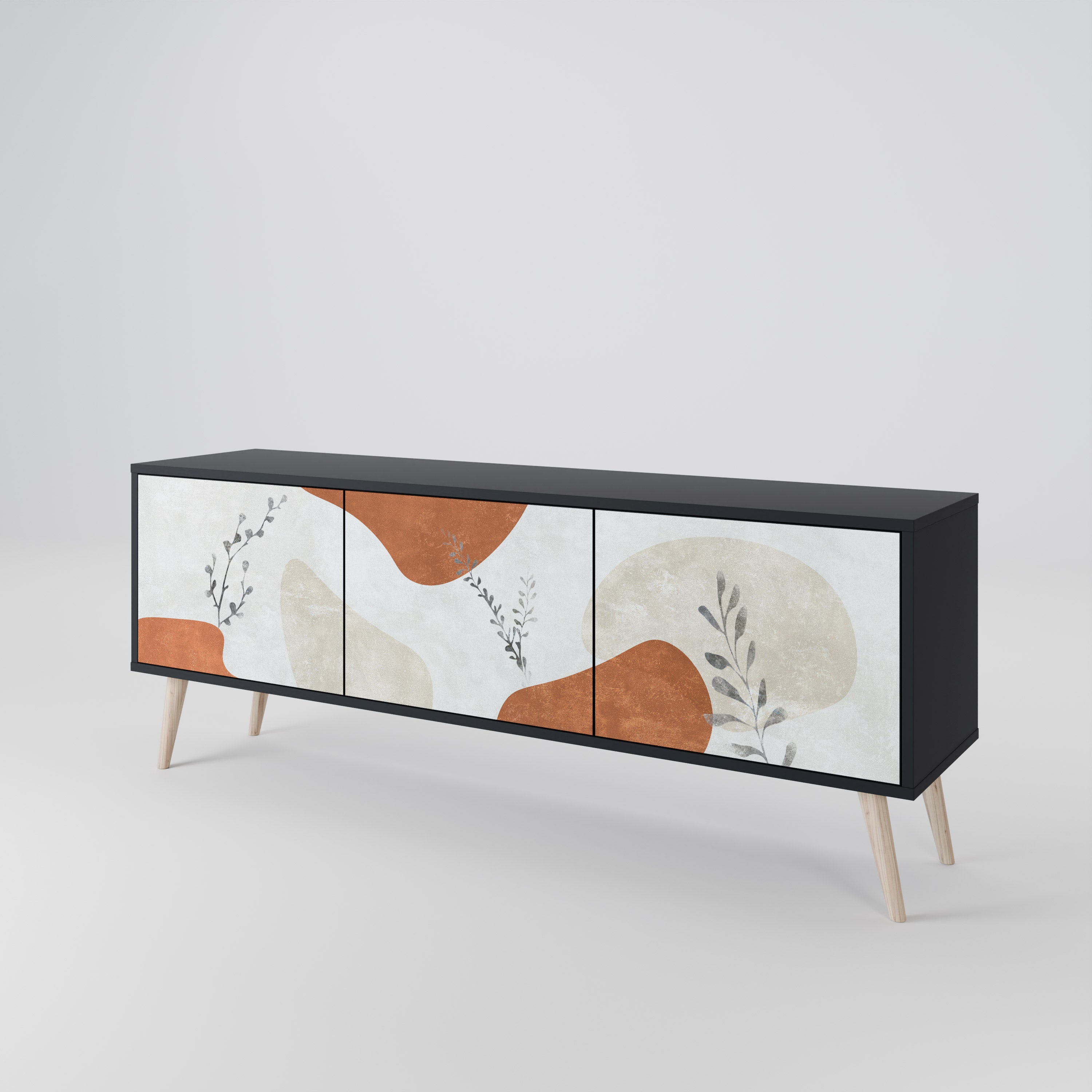 TRANQUIL TWIG 3-türiger TV-Ständer in Schwarz