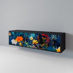 MIDNIGHT BLOSSOM TV-Lowboard mit 3 Türen in Schwarz