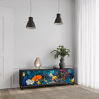 MIDNIGHT BLOSSOM TV-Lowboard mit 3 Türen in Schwarz