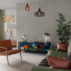 MIDNIGHT BLOSSOM TV-Lowboard mit 3 Türen in Schwarz