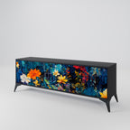 MIDNIGHT BLOSSOM TV-Lowboard mit 3 Türen in Schwarz