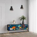 MIDNIGHT BLOSSOM TV-Lowboard mit 3 Türen in Schwarz