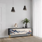 JAPANESE LANDSCAPE TV-Lowboard mit 3 Türen in Schwarz