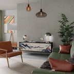 JAPANESE LANDSCAPE TV-Lowboard mit 3 Türen in Schwarz