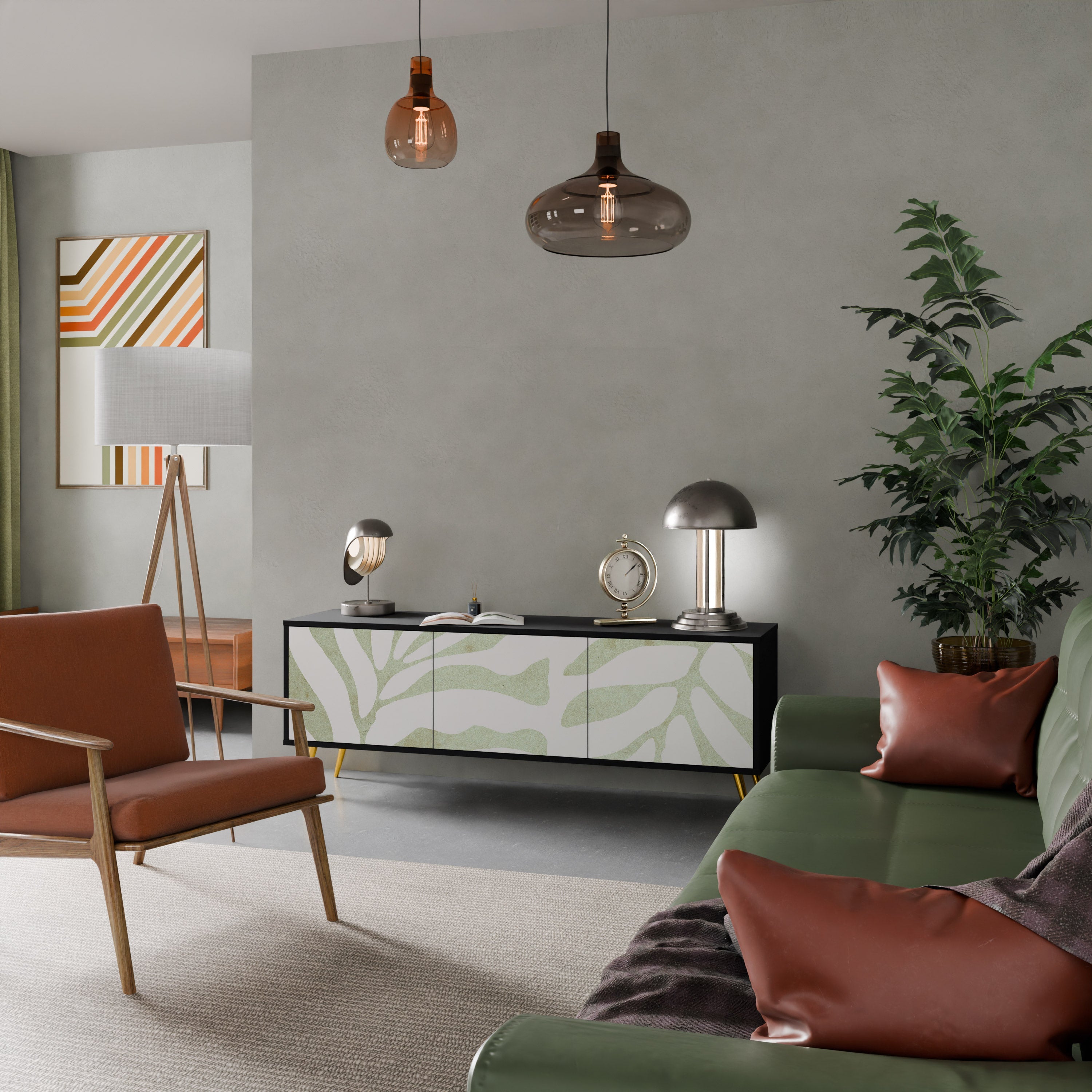 BOTANICAL SPARK 3-türiger TV-Ständer in Schwarz
