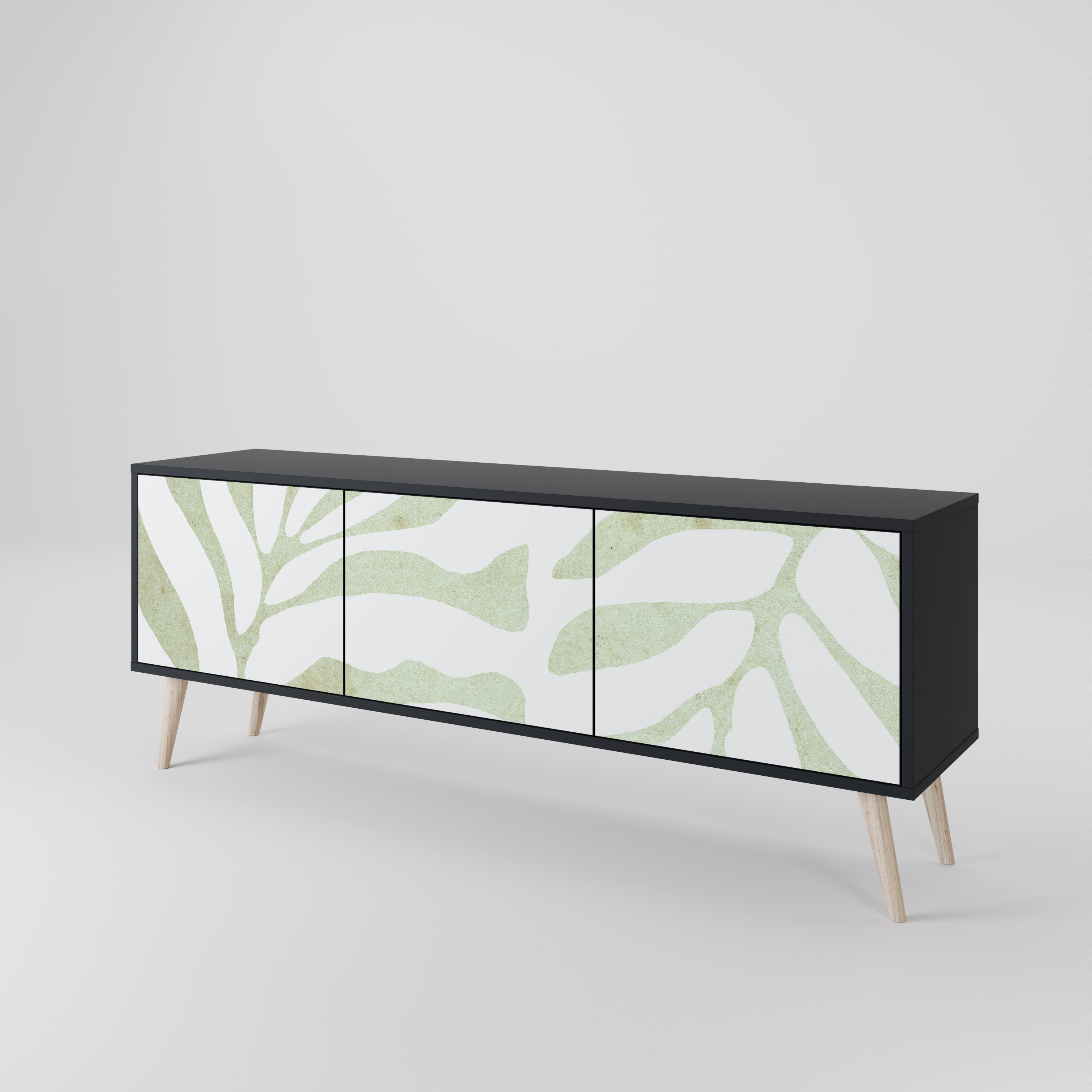 BOTANICAL SPARK 3-türiger TV-Ständer in Schwarz