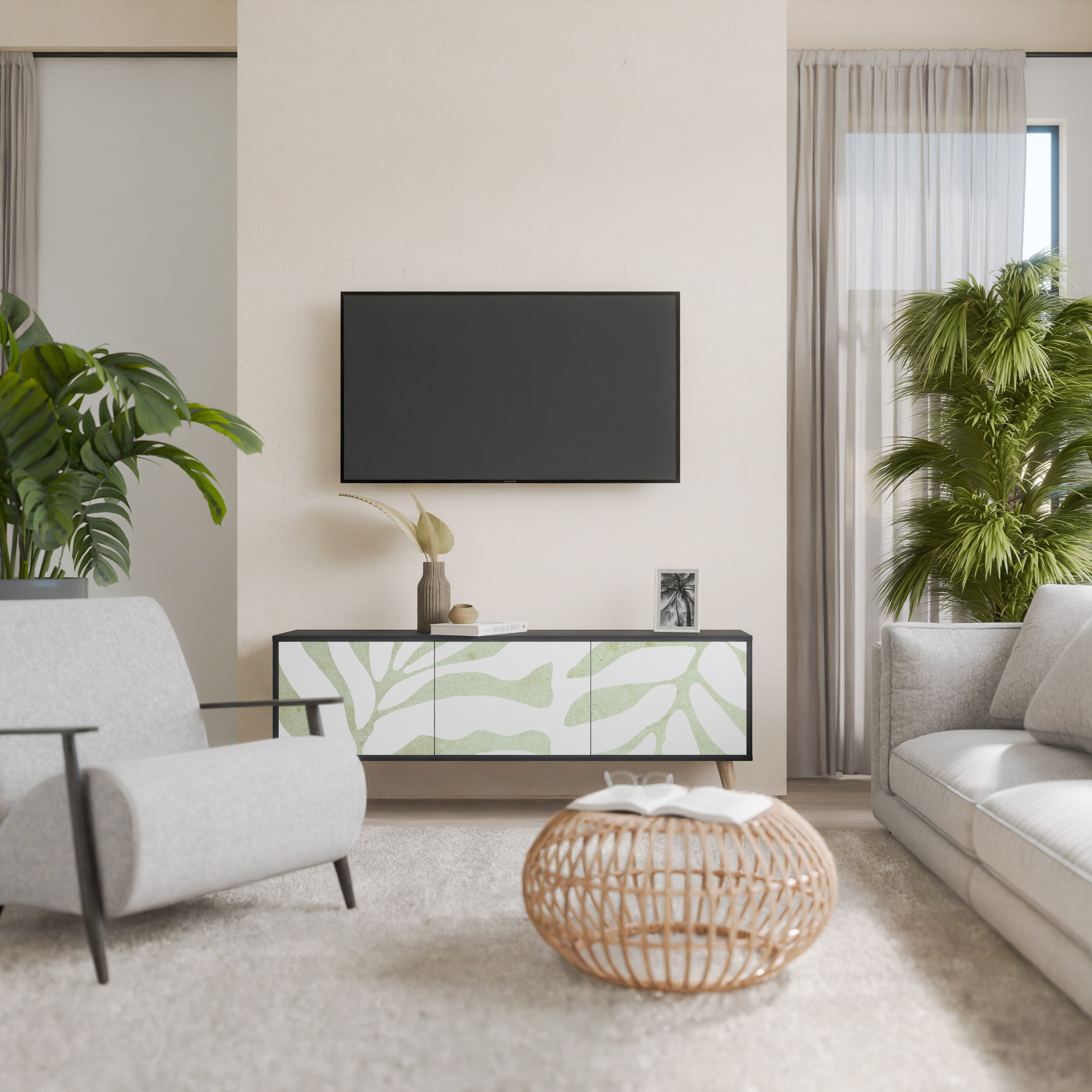 BOTANICAL SPARK 3-türiger TV-Ständer in Schwarz