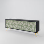 LEAVES ON GREEN TV-Lowboard mit 3 Türen in Schwarz