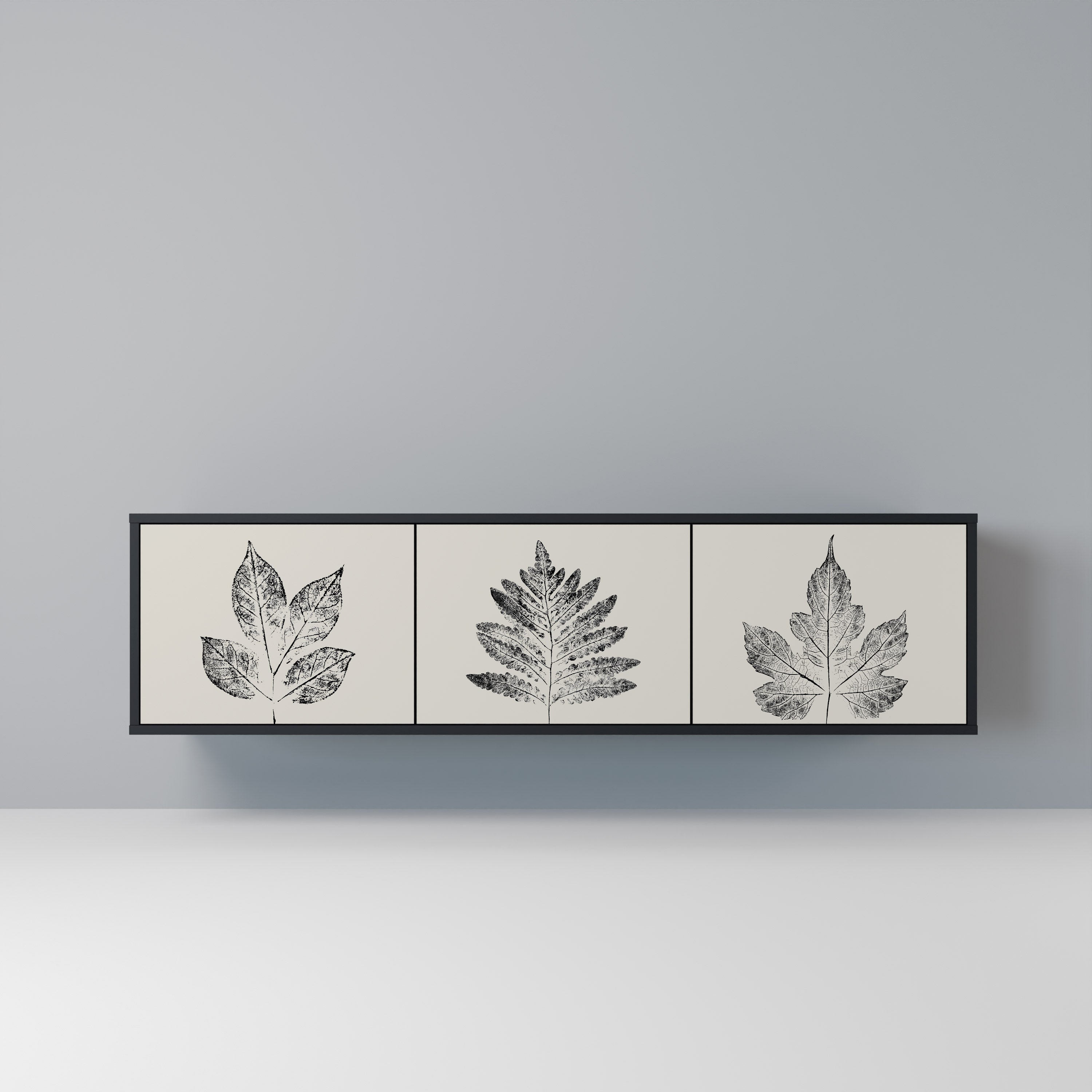 LEAFY STAMPS 3-türiger TV-Ständer in Schwarz