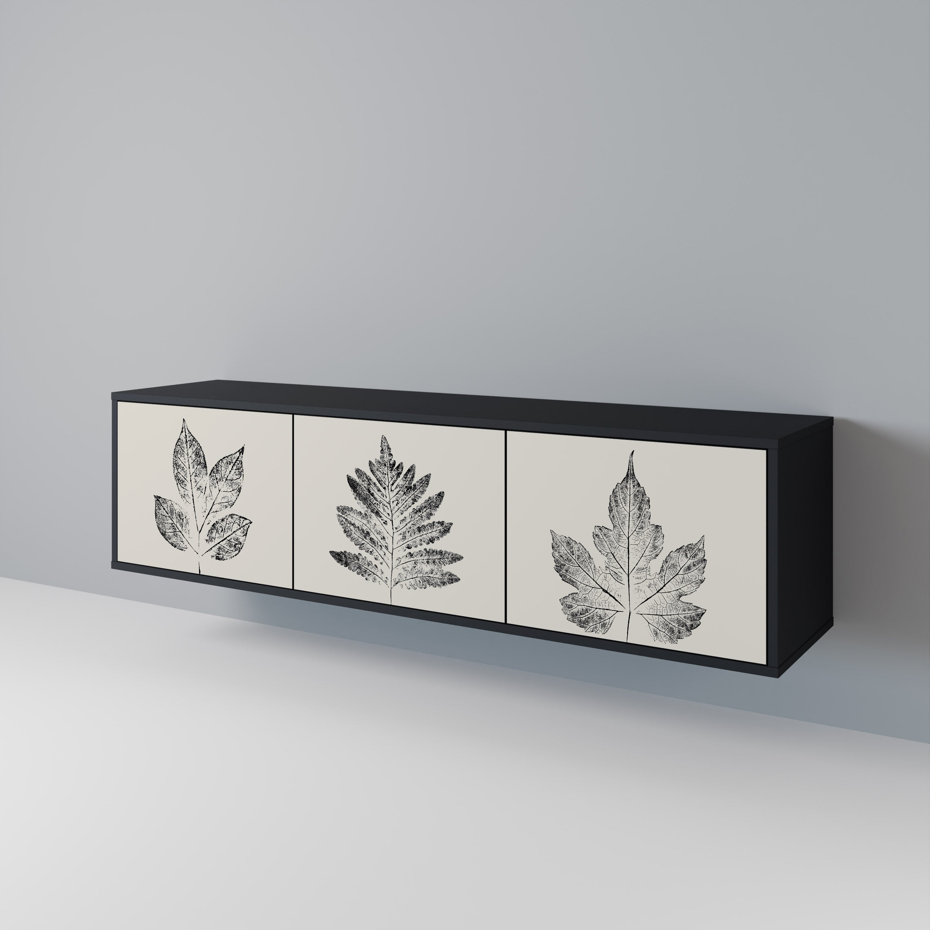 LEAFY STAMPS 3-türiger TV-Ständer in Schwarz