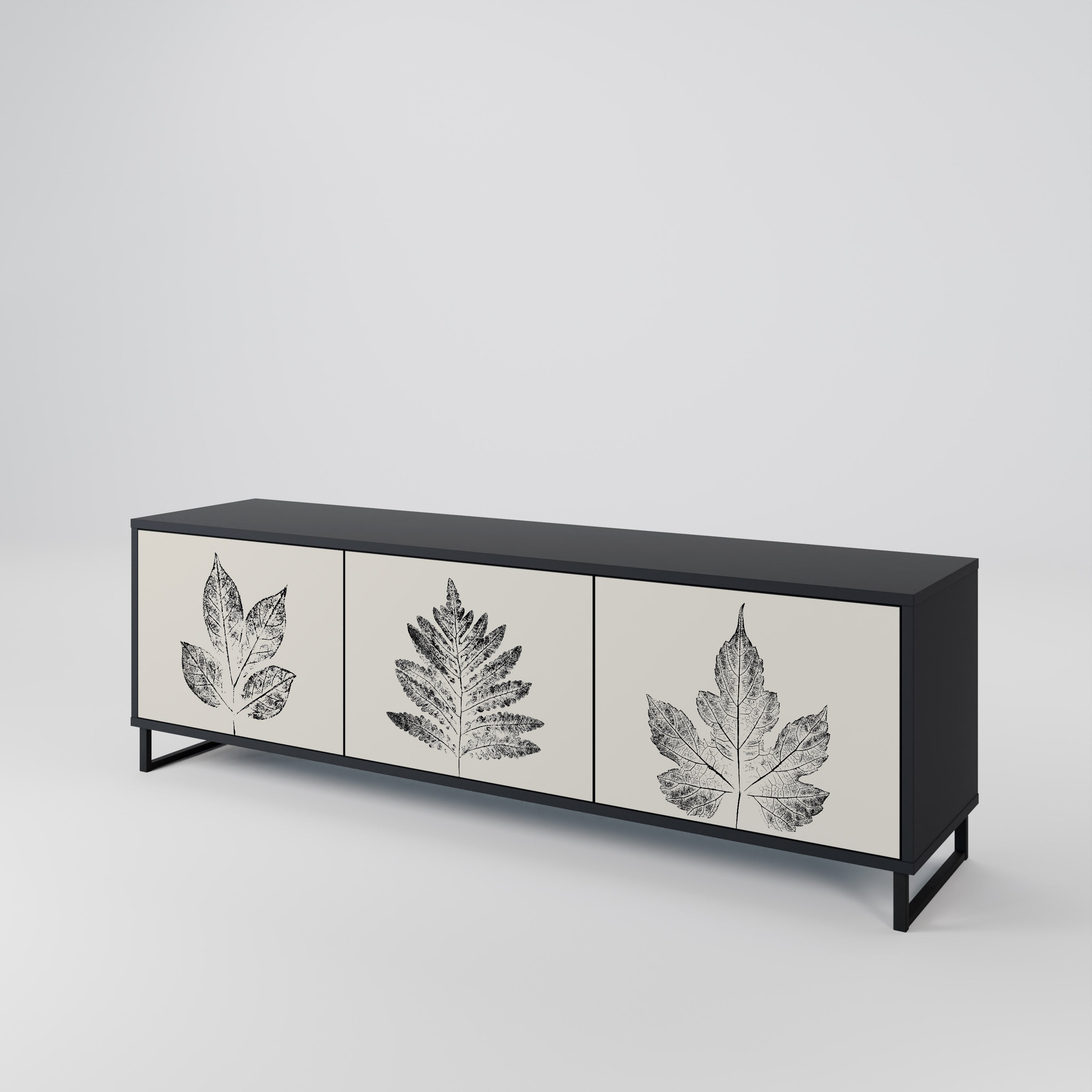 LEAFY STAMPS 3-türiger TV-Ständer in Schwarz