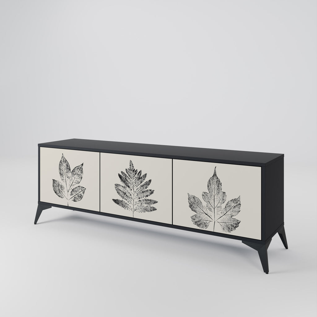 LEAFY STAMPS 3-türiger TV-Ständer in Schwarz