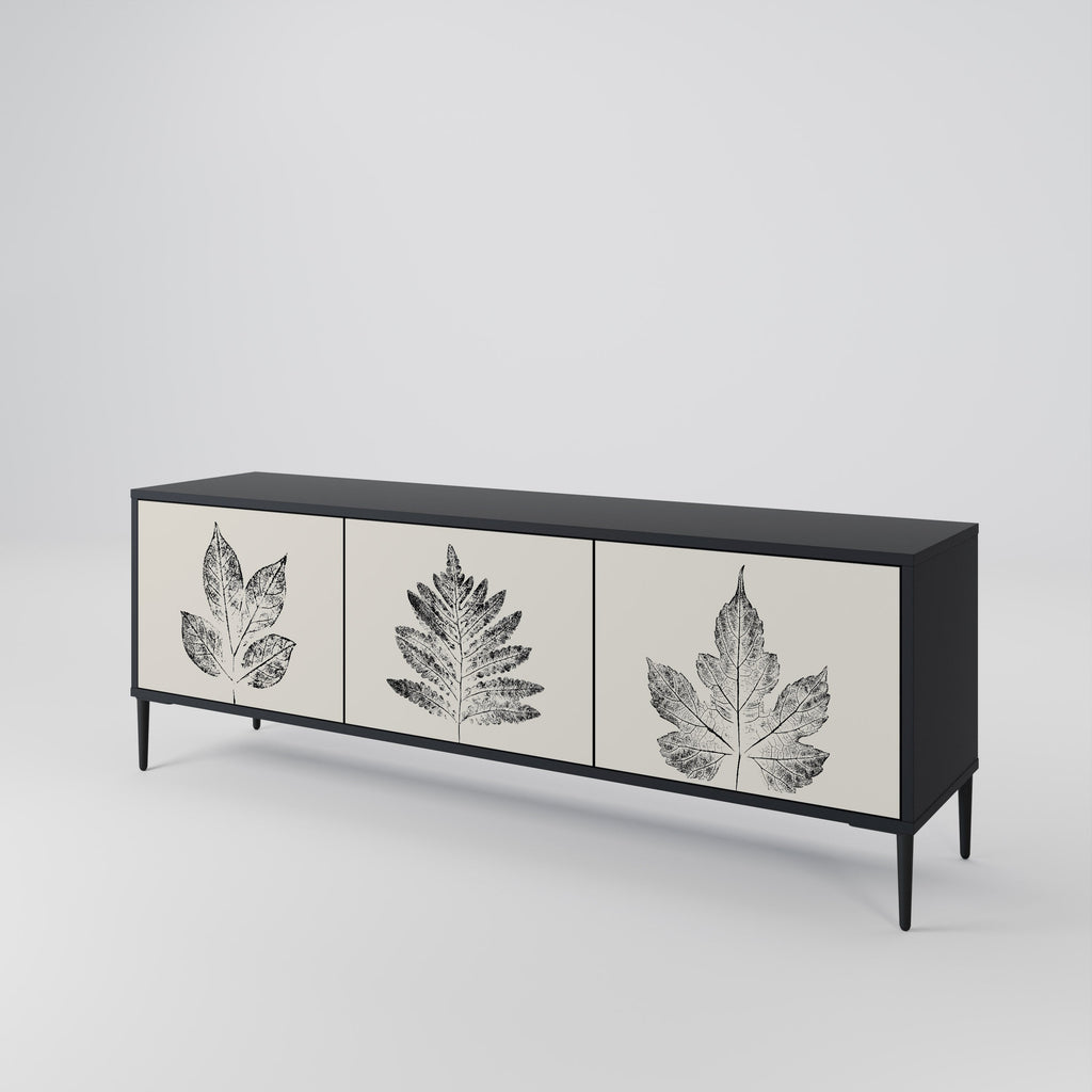 LEAFY STAMPS 3-türiger TV-Ständer in Schwarz