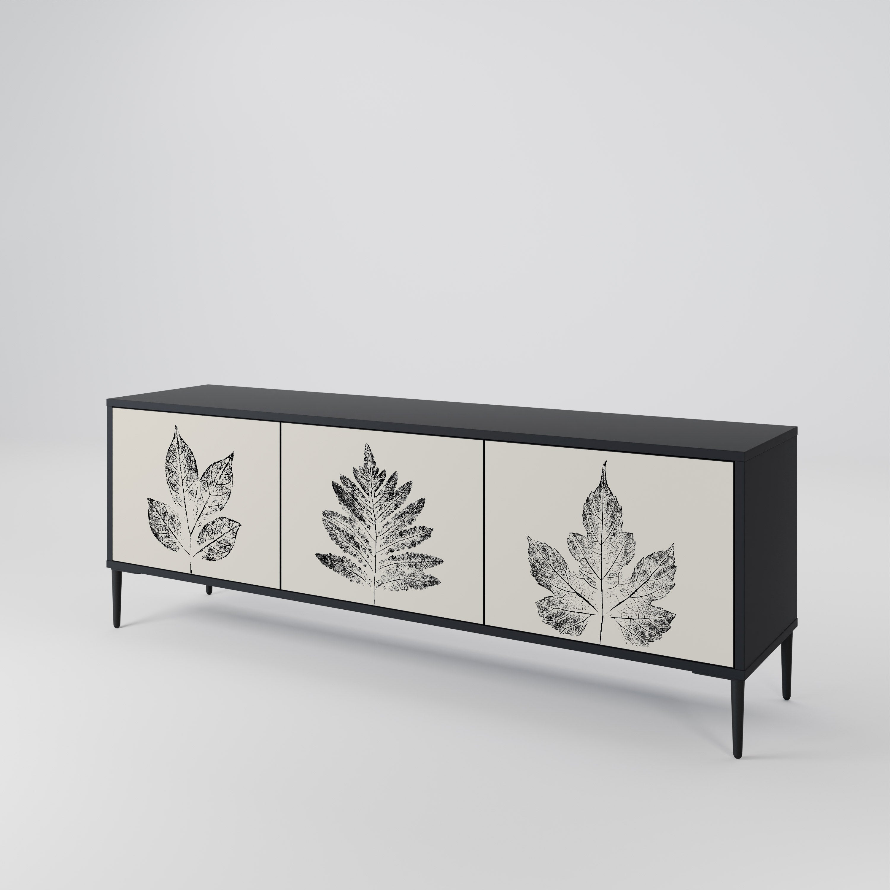 LEAFY STAMPS 3-türiger TV-Ständer in Schwarz