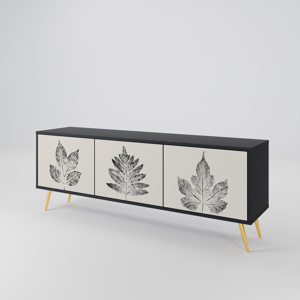 LEAFY STAMPS 3-türiger TV-Ständer in Schwarz