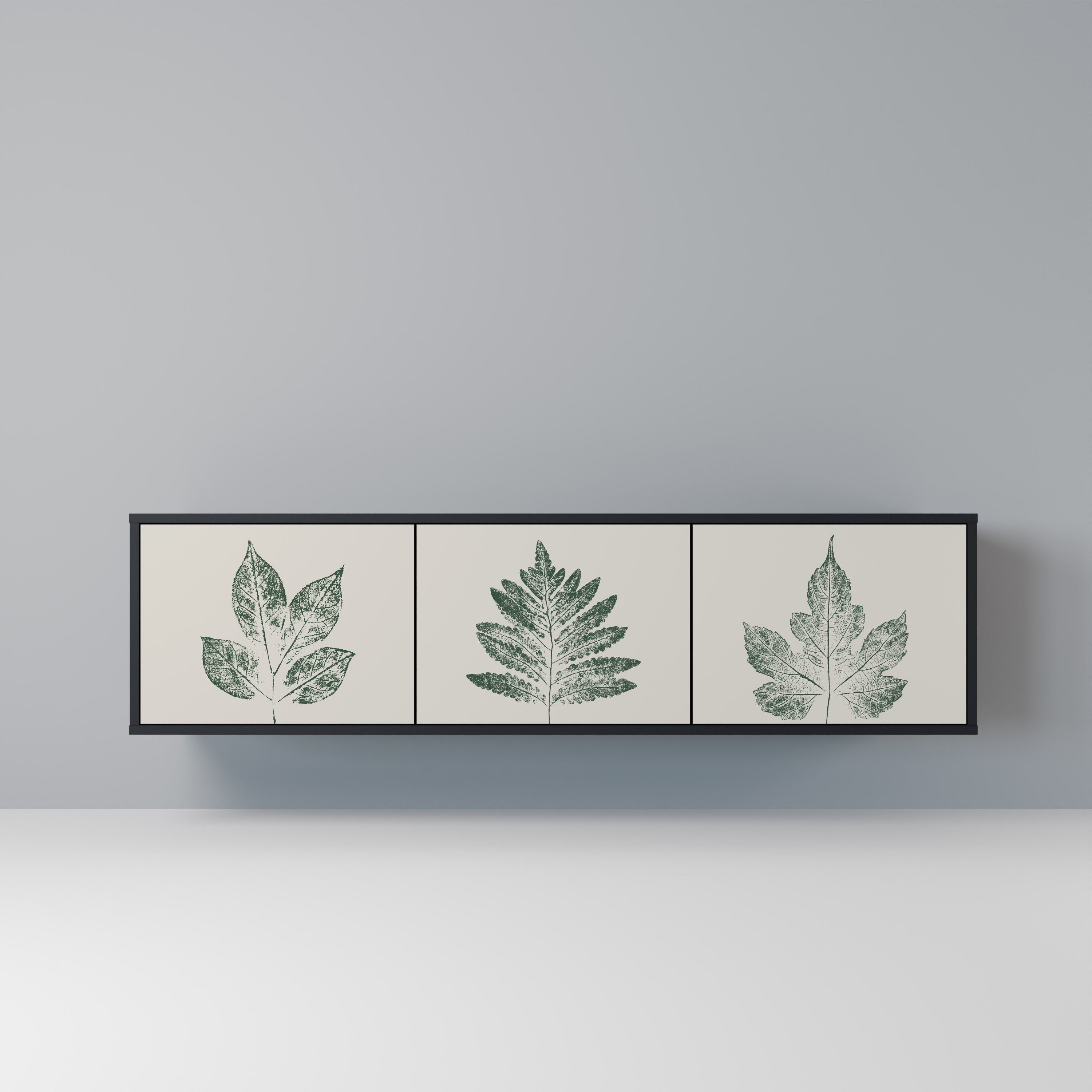 GREEN LEAFY STAMPS 3-türiger TV-Ständer in Schwarz
