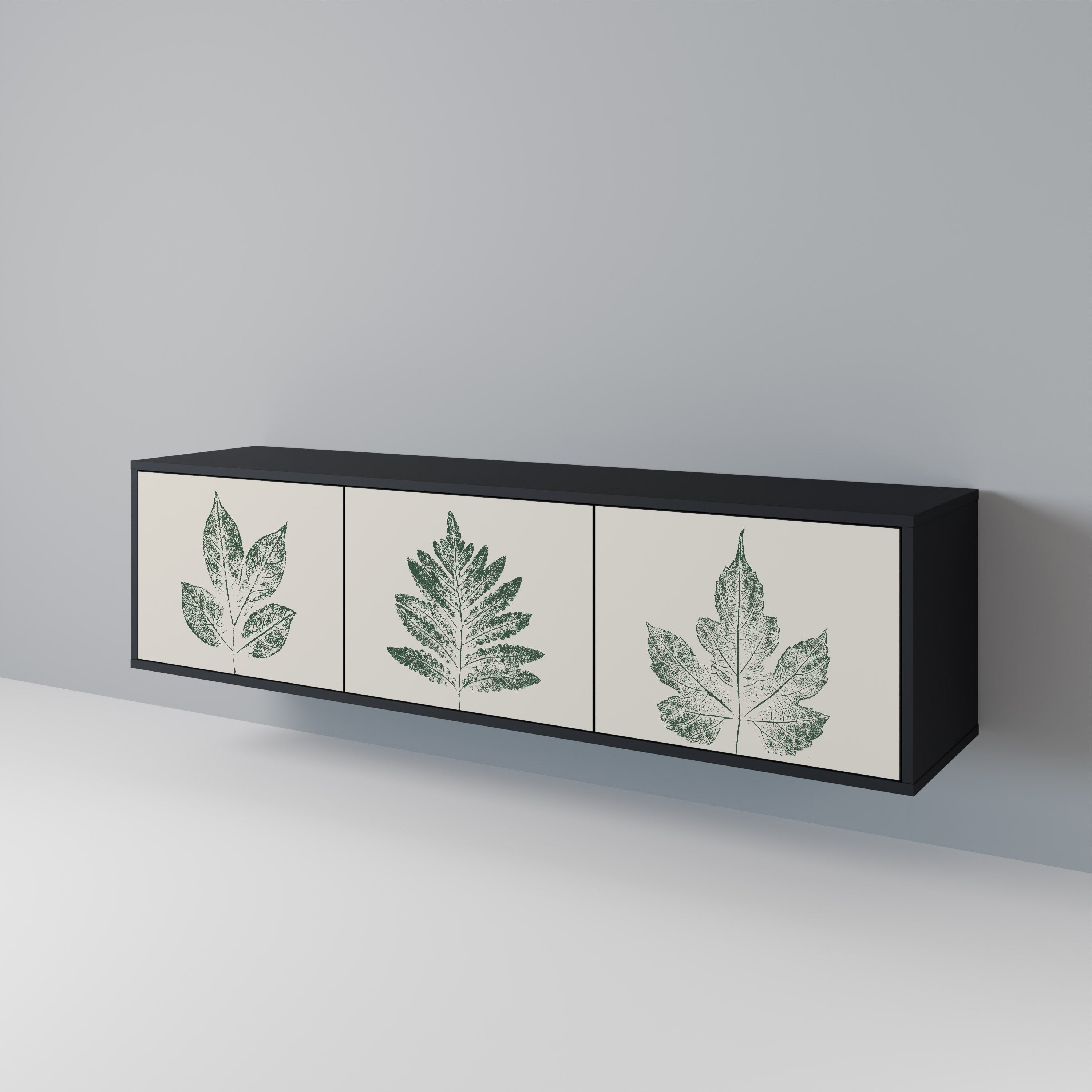 GREEN LEAFY STAMPS 3-türiger TV-Ständer in Schwarz