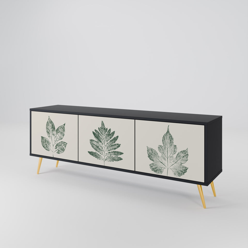 GREEN LEAFY STAMPS 3-türiger TV-Ständer in Schwarz