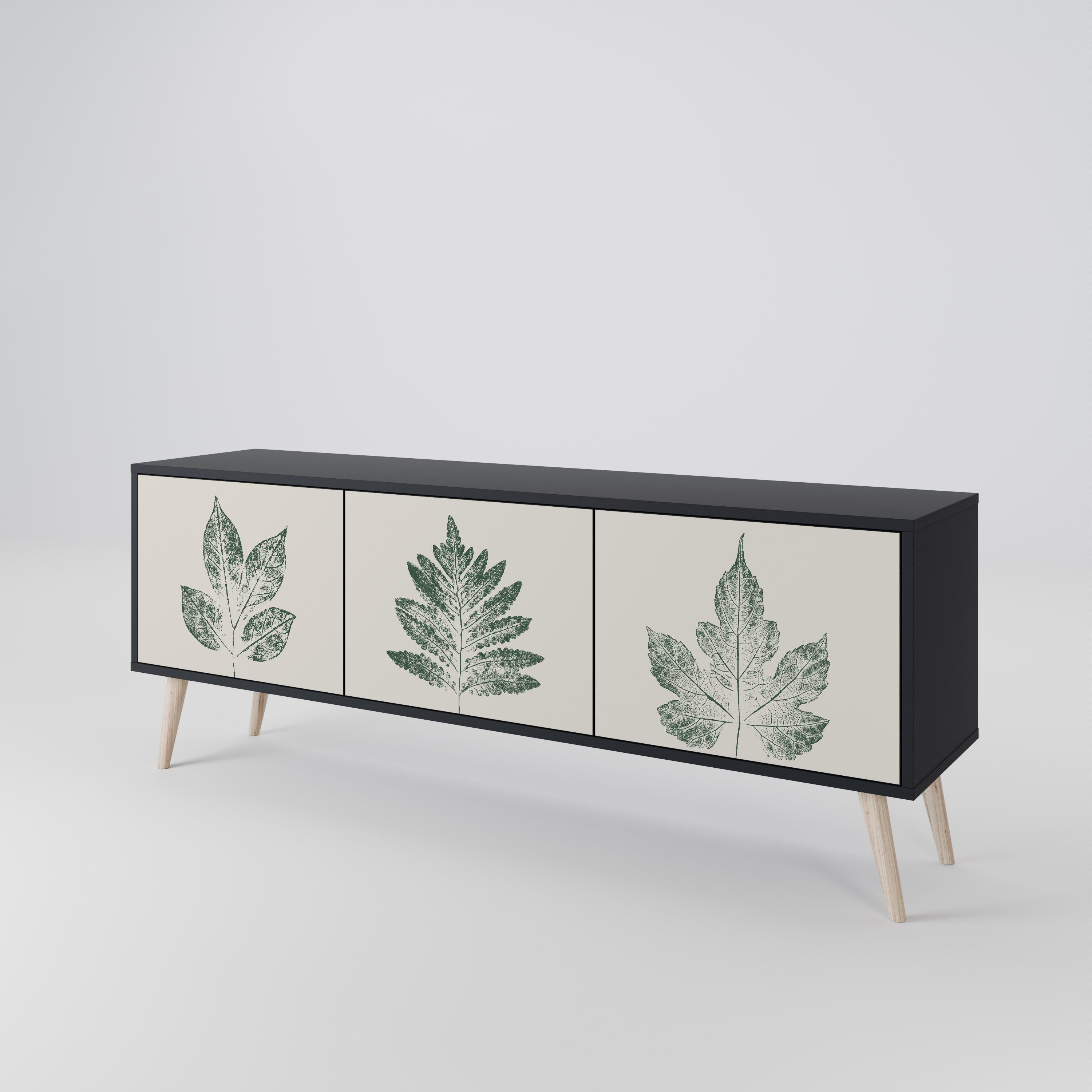 GREEN LEAFY STAMPS 3-türiger TV-Ständer in Schwarz